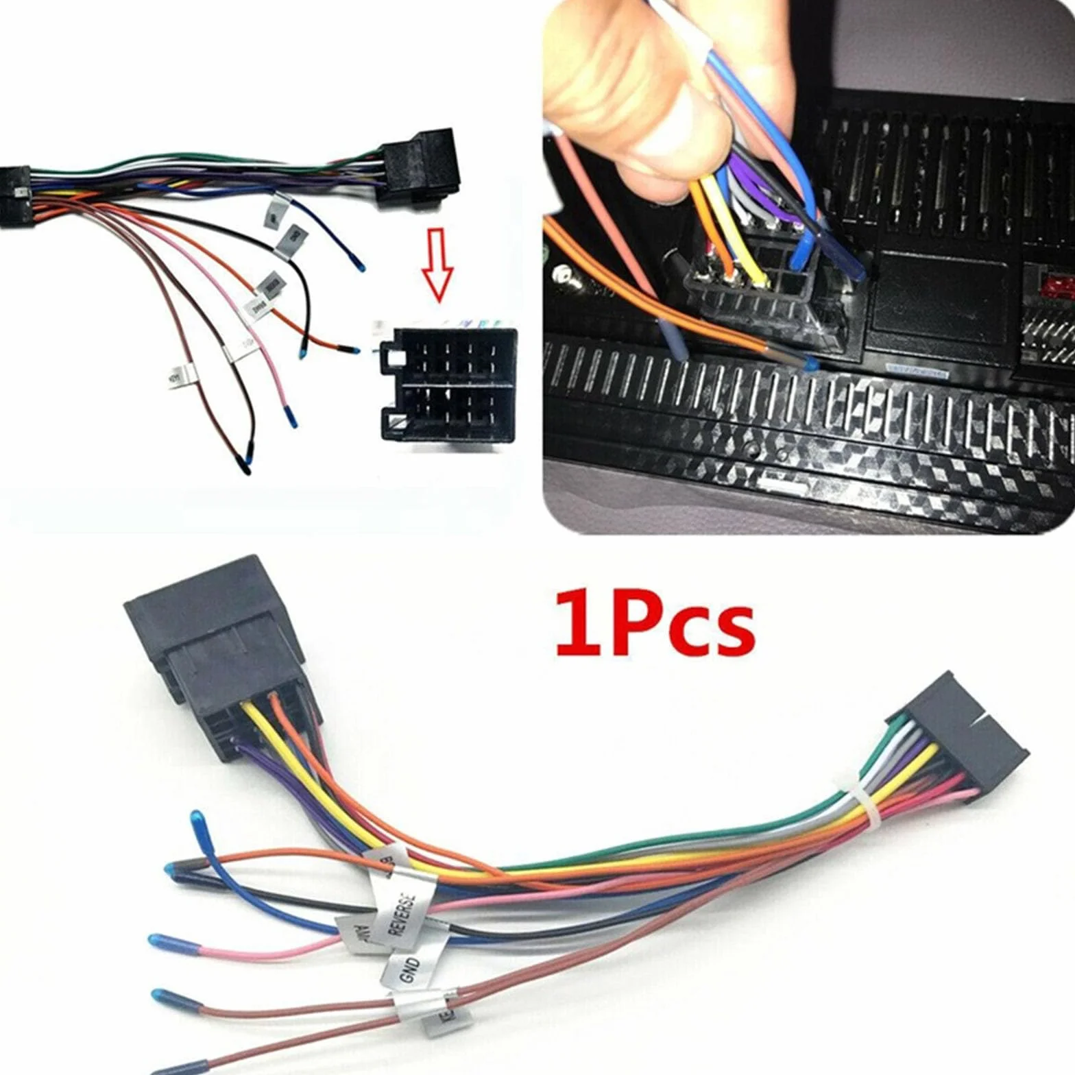 20-biegunowy adapter kablowy na ISO, standardowy adapter do wiązki kabli, adapter do radia samochodowego, 20-biegunowy adapter do radia samochodowego ISO, z przewodami sterującymi na kierownicy i
