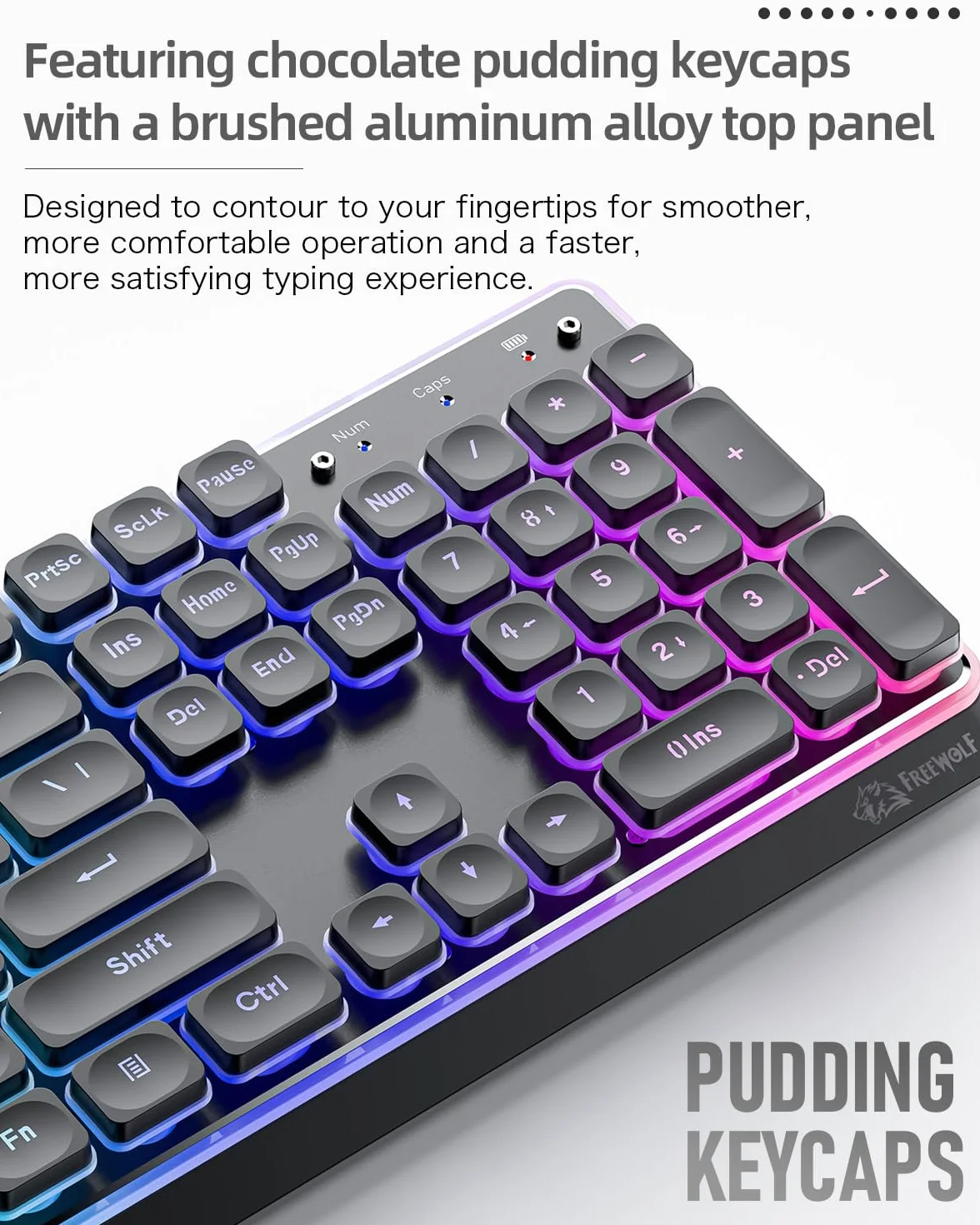 ZIYOU LANG x FREEWOLF M104 Wireless Keyboard, Triple Mode 75% Gaming Office Keyboard with RGB Backlit, 4000mAh Rechargeable, Compatible with Windows/Mac