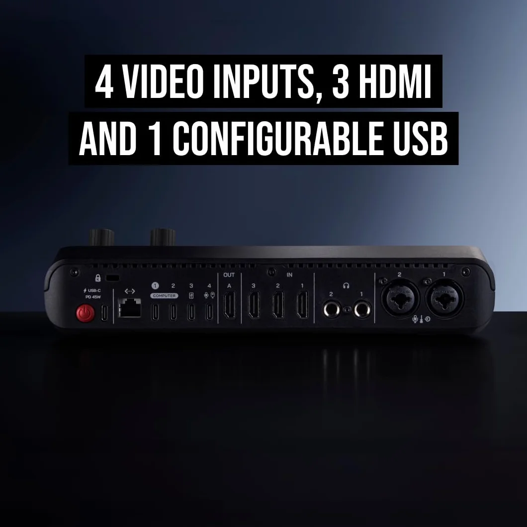 RØDE RØDECaster Video S – Przełącznik wideo podcastów i interfejs audio – Wielokamerowy, 4 x wejścia wideo (HDMI i USB), 1080p60, sceny z wielu źródeł