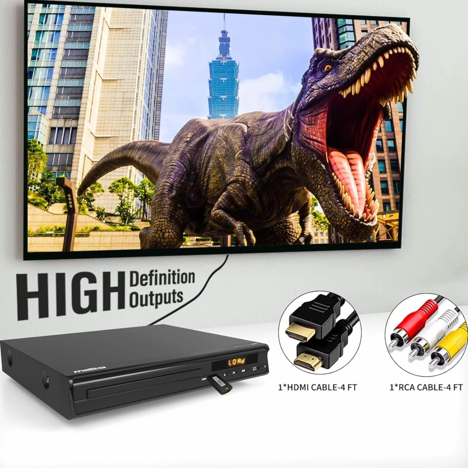 Odtwarzacz DVD Maite, Wieloregionalny Odtwarzacz DVD do TV, złącze HDMI AV, Wejście USB, Mikrofon, System NTSC/PAL, Pilot Zdalnego Sterowania, Telewizor Kompaktowy, HD DVD Player