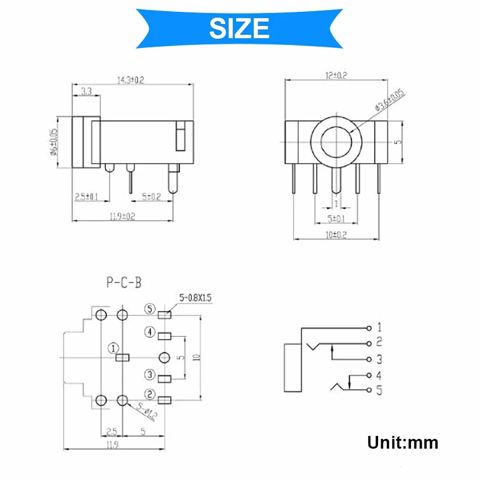 10 sztuk PJ-307 3,5 mm stereo audio gniazdo jack 5 pin montaż płytki drukowanej gniazdo do audio adapter słuchawek do urządzeń wideo/audio z 10 sztukami 3,5 mm adapter wtyczki TRS