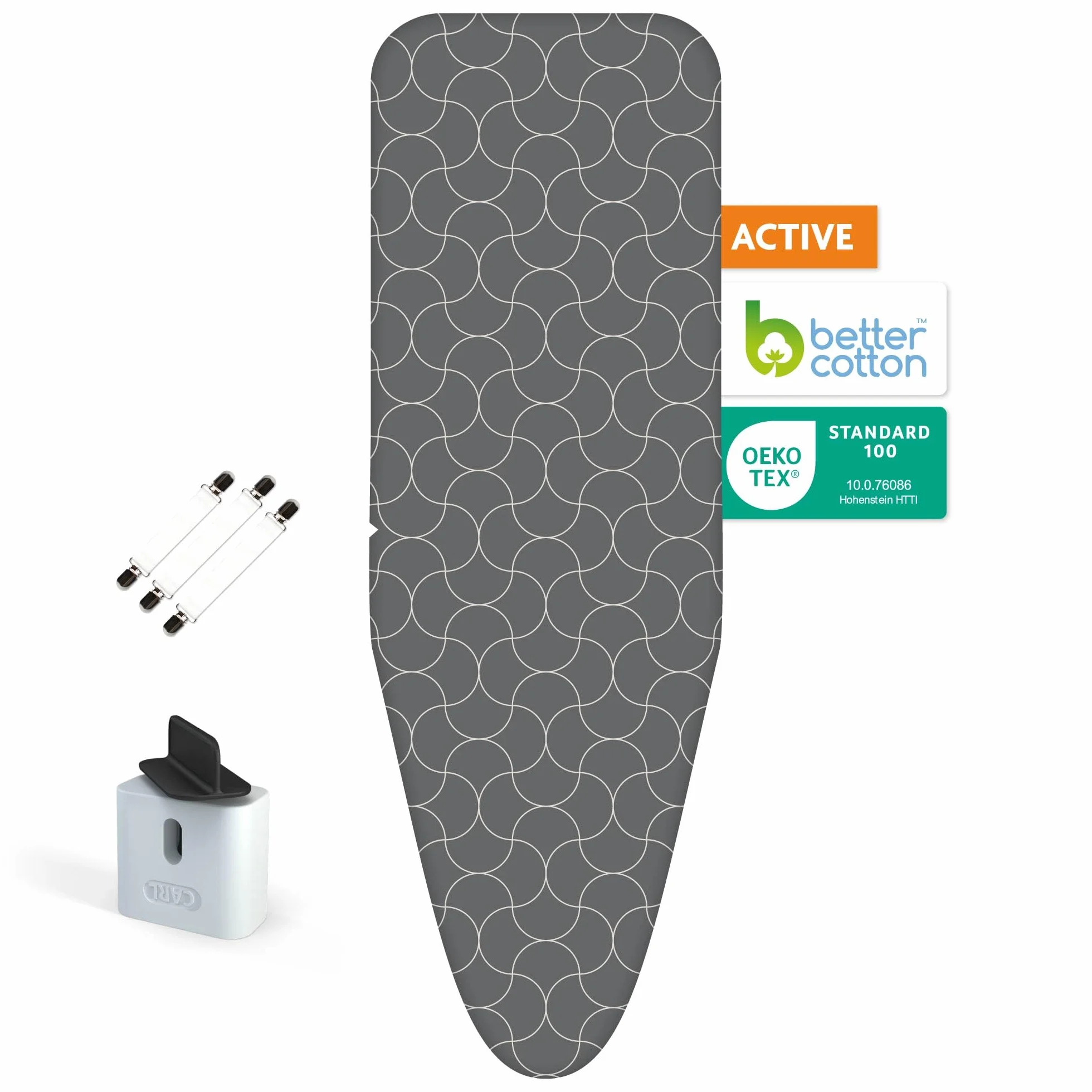 Pokrowiec na deskę do prasowania Active – 5 warstw i do 50% szybsze prasowanie – pokrowiec na deskę do prasowania – odbija parę – rozmiar M od 38 do 45 cm i od 119 do 125 cm