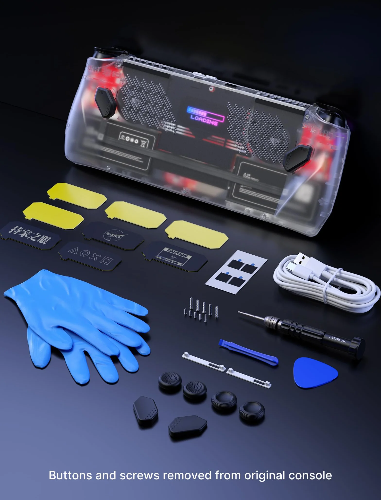 JSAUX Przezroczysta Płyta Tylna RGB dla ROG Ally, Akcesoria do Obudowy ROG Ally DIY Clear Edition, Wymienna Obudowa Kompatybilna z ASUS ROG Ally - PC0110