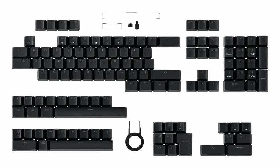ASUS ROG PBT Keycap Set, Premium, Durable PBT Material Keycaps with Shortened Stems and Mid-Height Profiles, Providing Better Click Stability and Longer Lifespan, UK Layout
