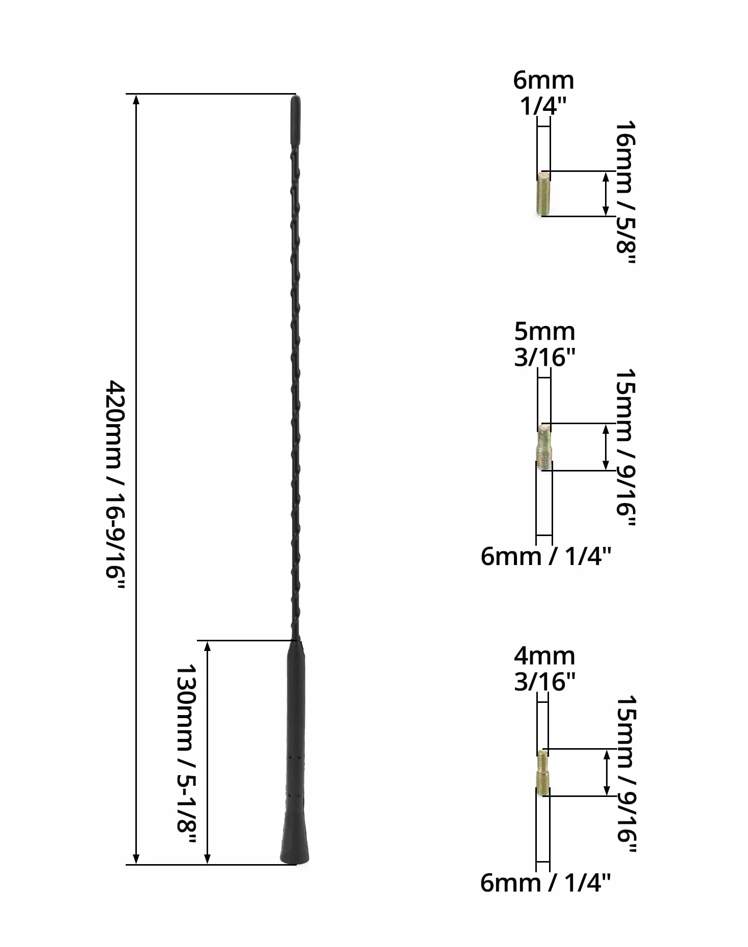QWORK® Antena samochodowa, antena dachowa do radia samochodowego, silna funkcja odbioru FM/DAB, w tym śruby M4 M5 M6, 40 cm