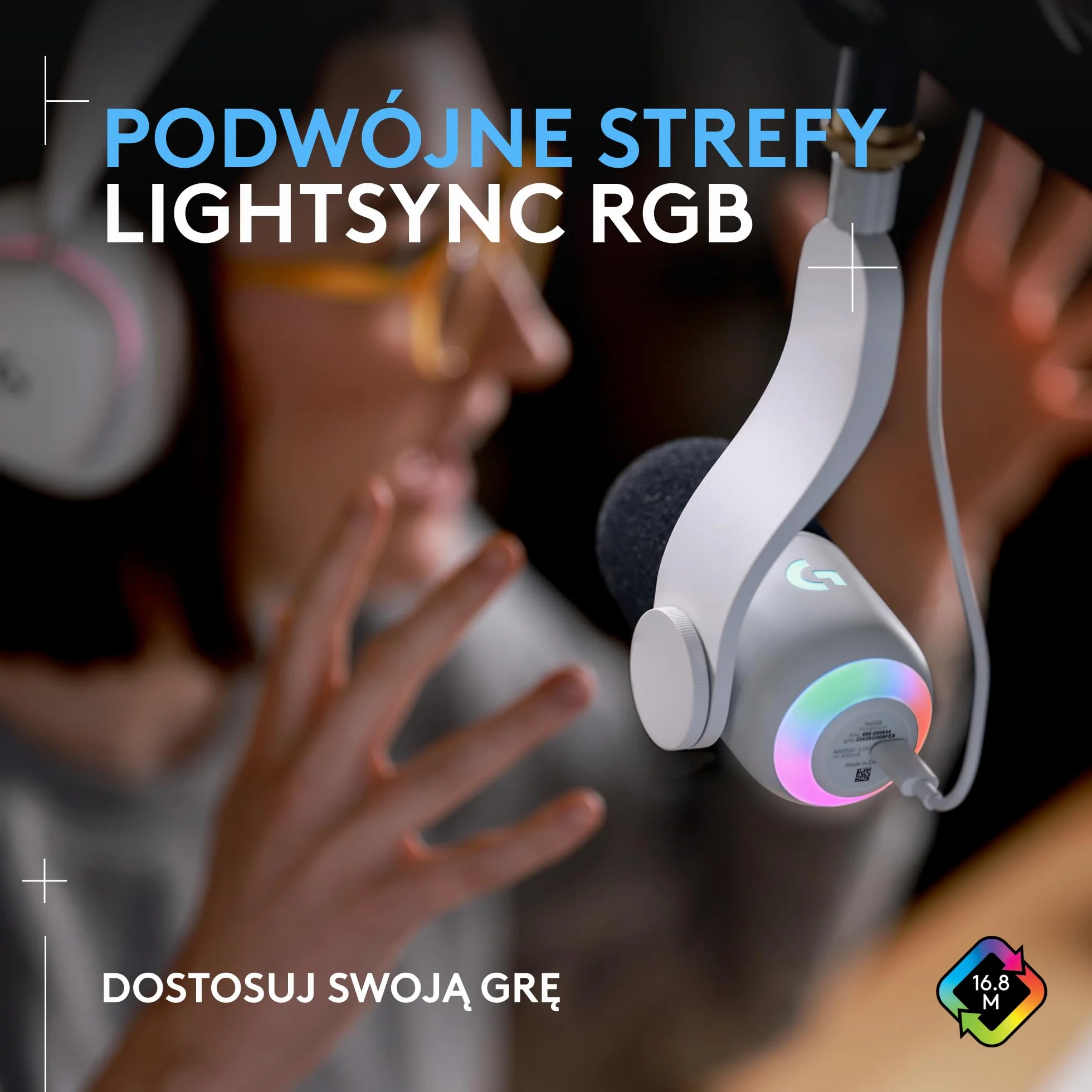 Logitech G Yeti GX Dynamiczny mikrofon do gier RGB z LIGHTSYNC, mikrofon USB do przesyłania strumieniowego, superkardioidalny, USB Plug and Play do komputera PC/Mac – Biały