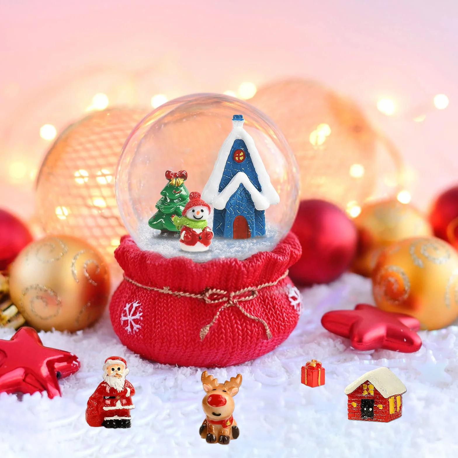 KATELUO Miniaturowe ornamenty bożonarodzeniowe figurki z żywicy zestaw 20 sztuk