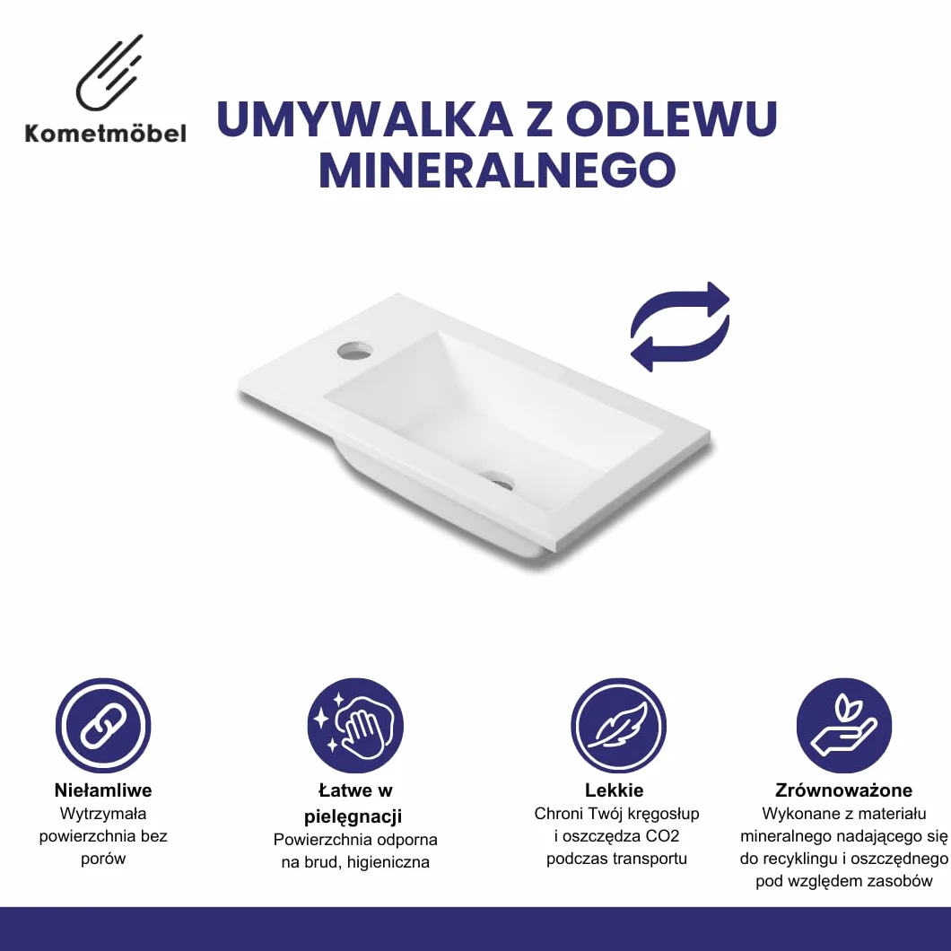 Umywalka z szafką mała 40cm Czarna