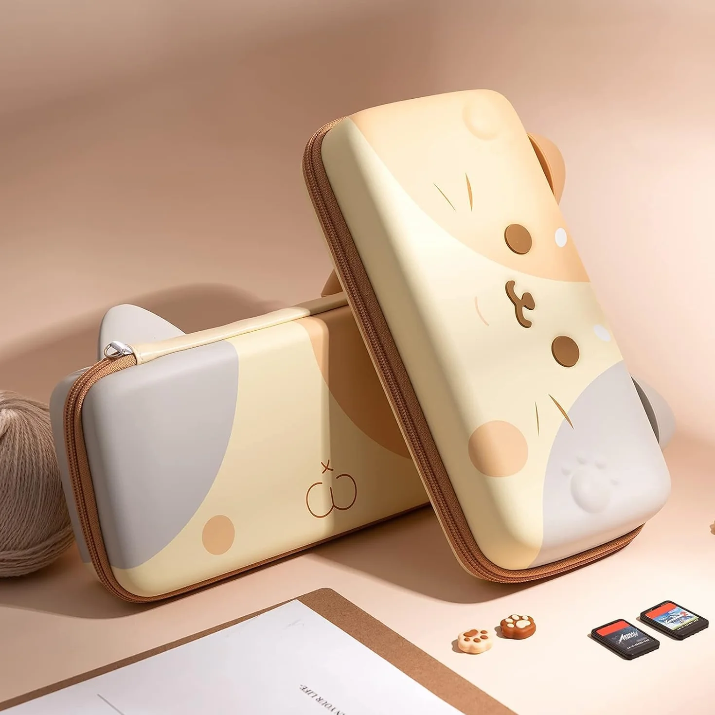 GeekShare Tricolor Cat Carry Case kompatybilny z Switch/Switch OLED - przenośny twardy futerał o dużej pojemności