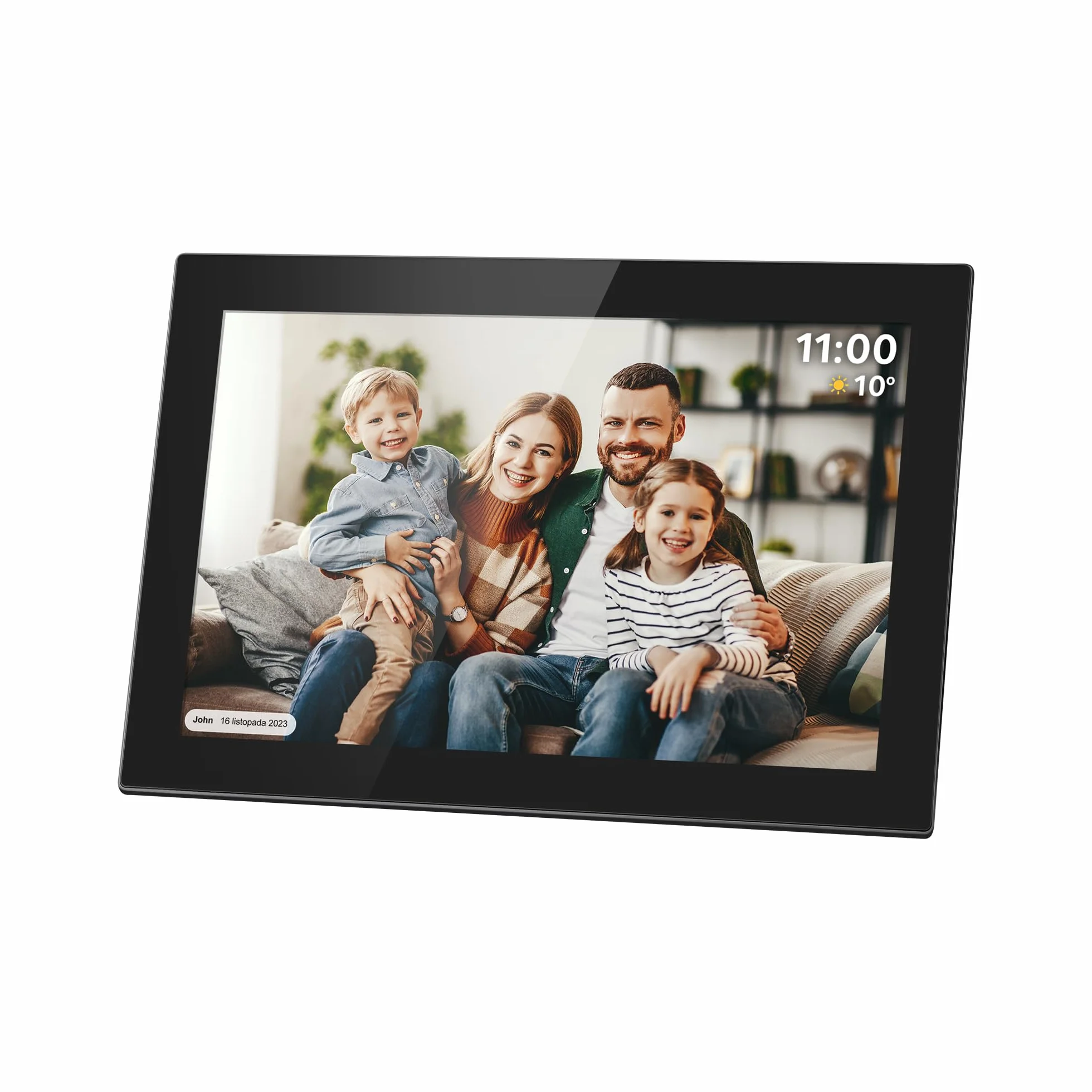Krüger&Matz Cyfrowa Ramka na Zdjęcia FRAMEO 1280 x 800 px 10,1" Wi-Fi MicroSD Odtwarzanie Klipów Wideo Timer Pogoda Czarna KM1100