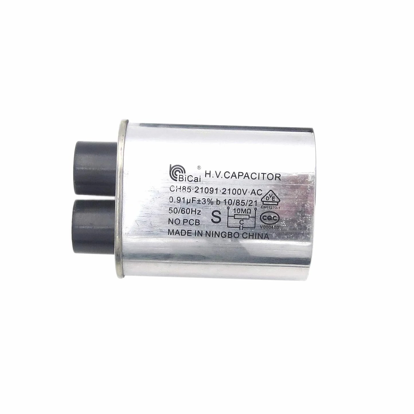 Meter Star CQC uniwersalny zamiennik kondensatora wysokiego napięcia do kuchenki mikrofalowej 2100 V 0,91 uF MFD kompatybilny ch85 21091 AC H.V. kondensator 10/85/21 50/60 Hz bez PCB