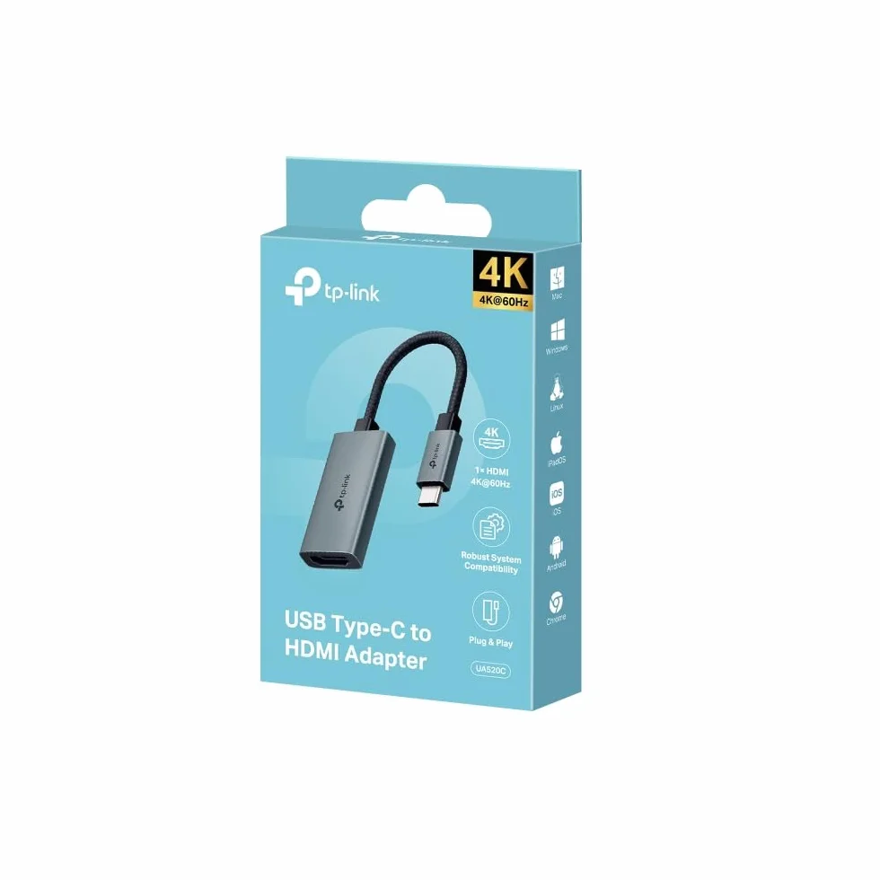 TP-Link UA520C | Adapter USB-C do HDMI 4K@60Hz | Plug & Play | Aluminiowa obudowa | Kompaktowy i trwały
