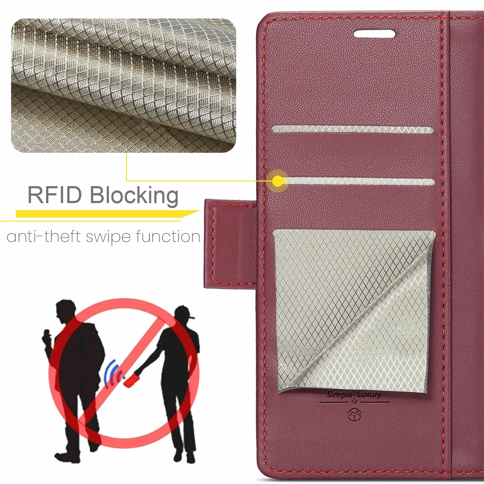 Etui do Samsung Galaxy S25 Edge, wysokiej jakości skórzane portfela Case z [blokada RFID] stojak magnetyczne karty klapką ochrona obudowa Kompatybilne Samsung Galaxy S25 Edge, Czerwony