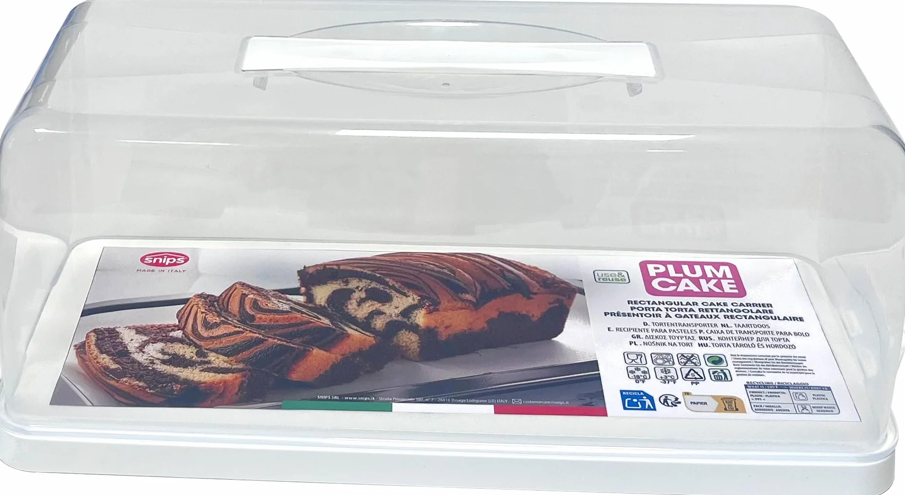 Uchwyt na Plumcake Plastikowy Pojemnik na Bochenek 34,4 x 14,8 x 14,2 cm Biały 0% BPA Bez ftalanów