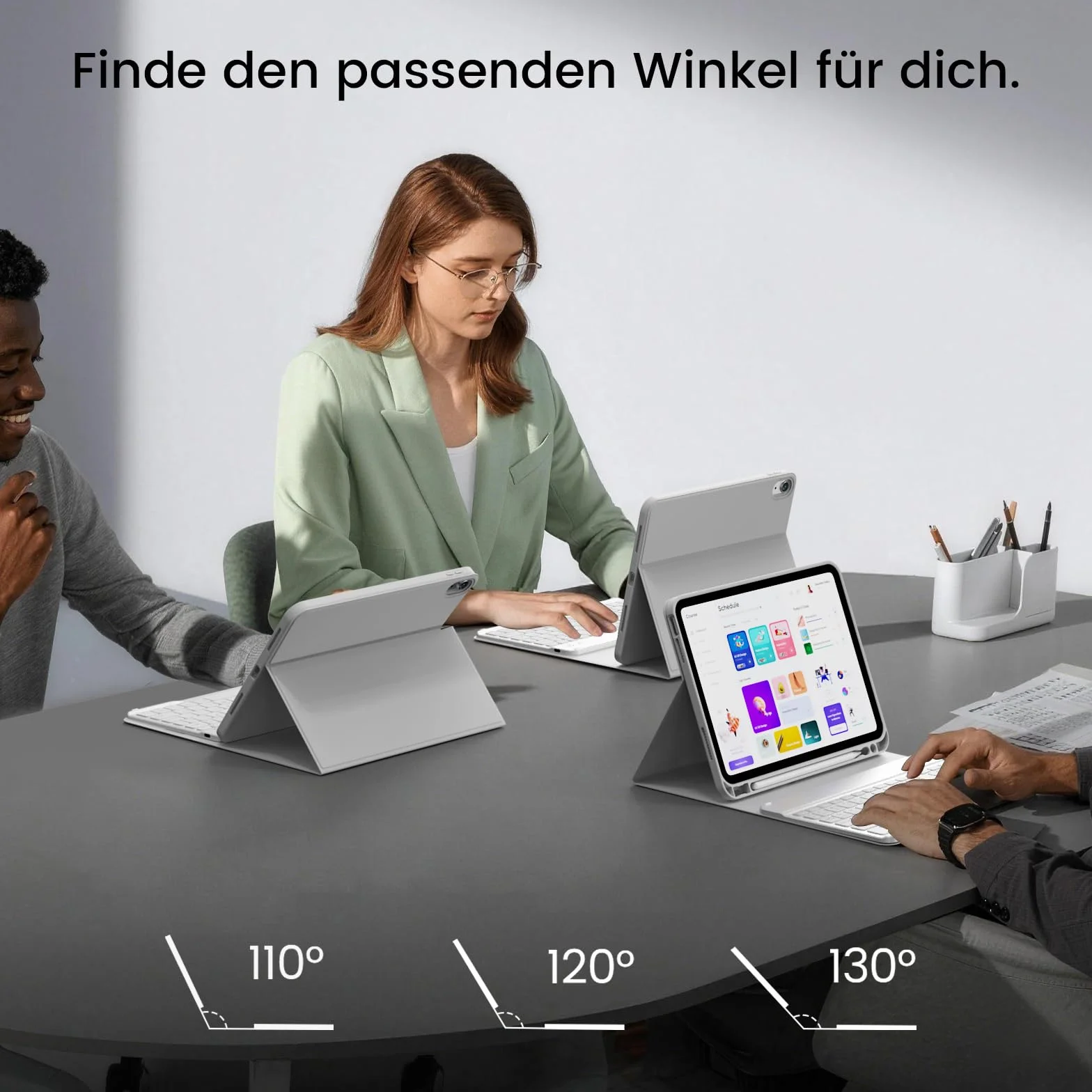 Etui z klawiaturą do iPada A16 11 generacji 2025 (11 cali), iPad 10 generacji 2022 (10,9 cala) z uchwytem na długopis, bezprzewodowa klawiatura, smukłe, lekkie, miękkie etui, układ QWERTZ