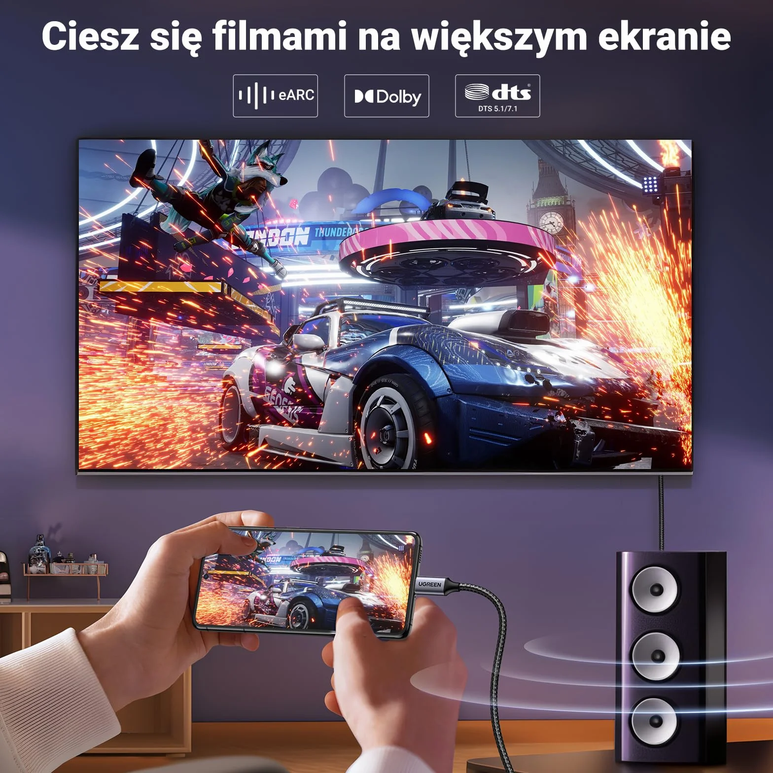UGREEN Kabel USB C do DisplayPort 1.4 8K 60 Hz 30 Hz 4K 240 Hz 144 Hz HDR VRR Thunderbolt 4 3 DP1.4 Kabel kompatybilny z iPhone 15 MacBook Pro Air M1 M2 iPad Pro Air 5 Surface Pro 8 Galaxy S23 (1M)