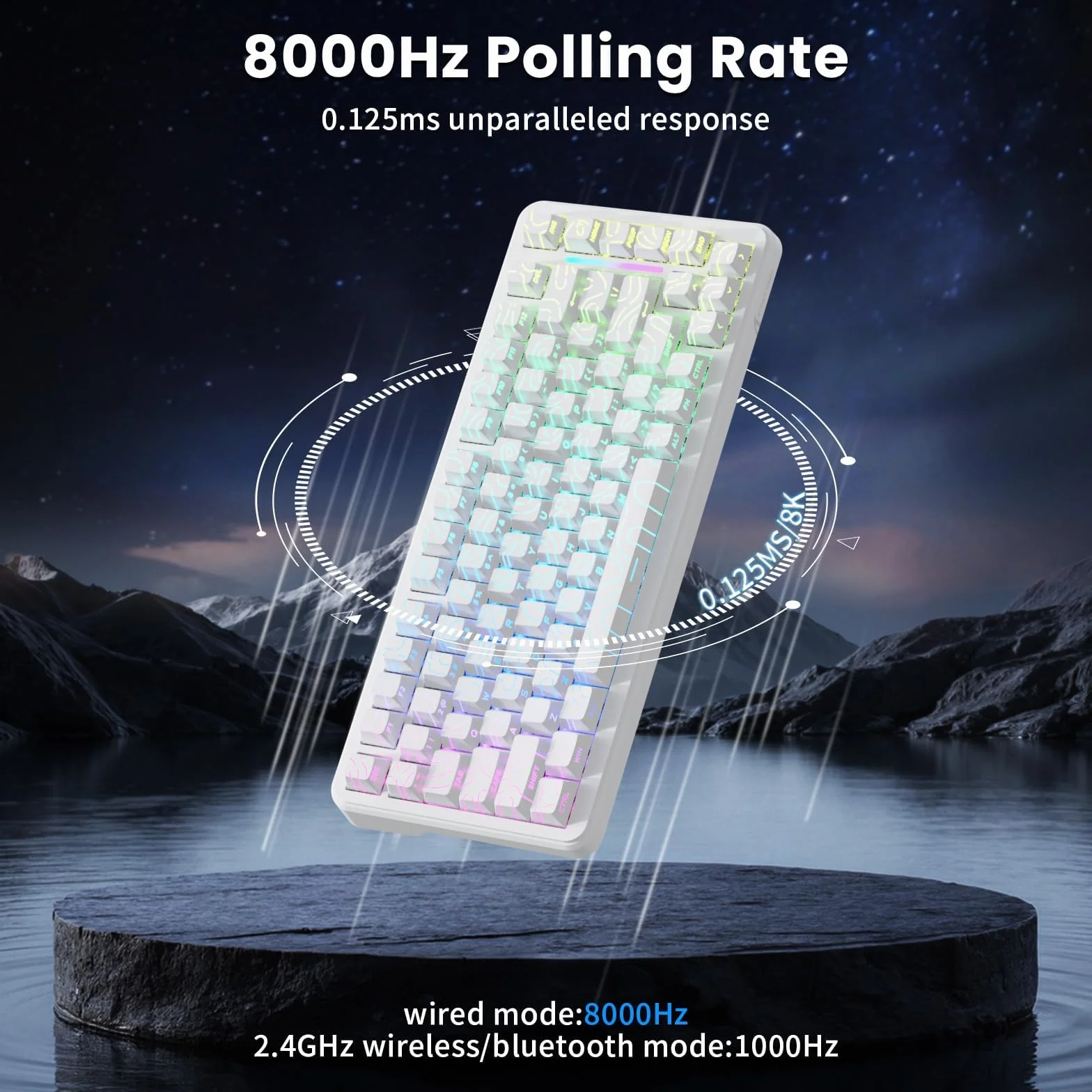 ATTACK SHARK X82PRO HE 75% Bezprzewodowa Klawiatura Gamingowa, Przełączniki Hall Effect, Regulowana Aktywacja, QWERTY, Biały