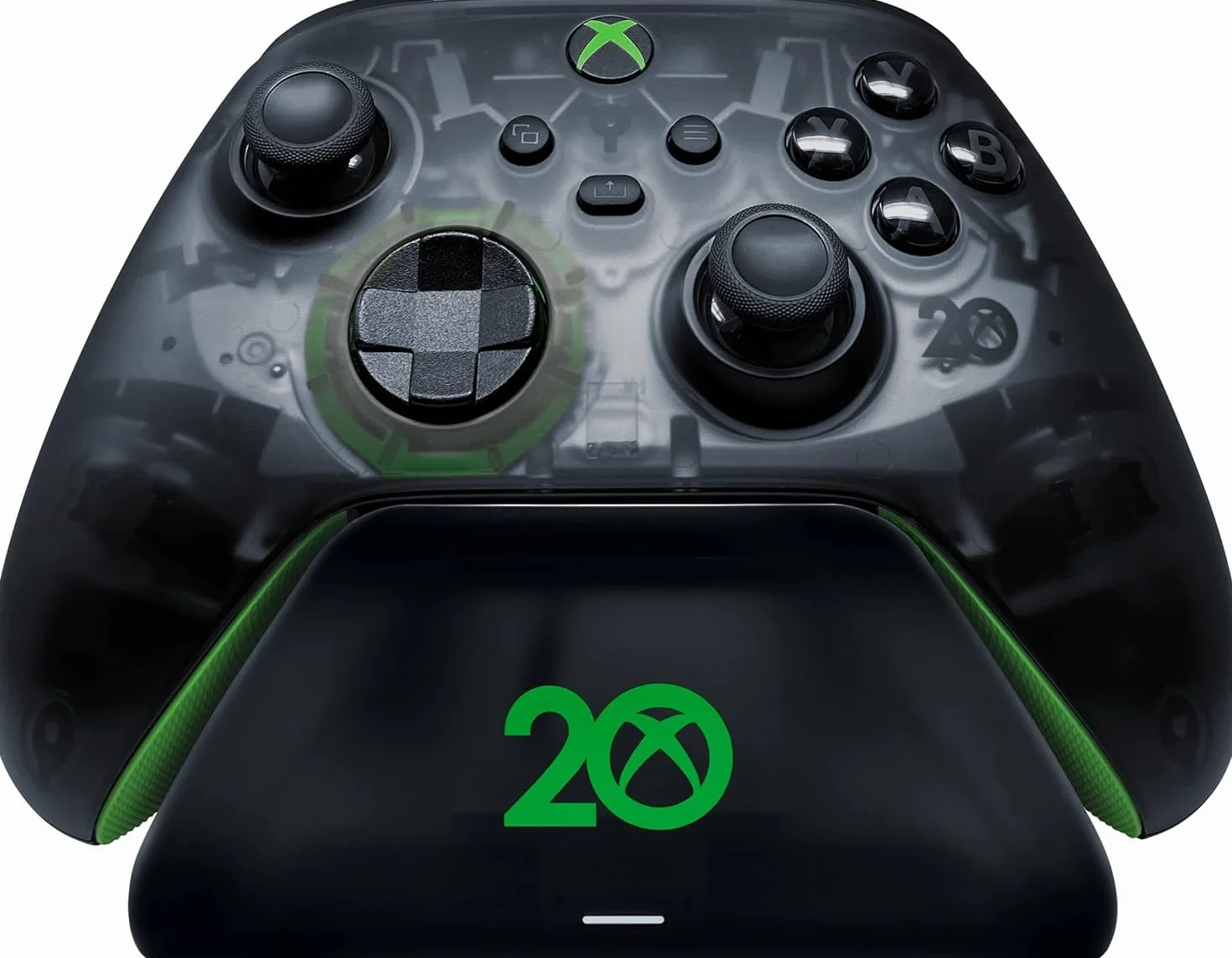 Razer RC21-01750900-R3M1, Uniwersalny stojak do szybkiego ładowania do kontrolerów Xbox (szybkie ładowanie, uniwersalna kompatybilność z nowymi i starymi kontrolerami), Czarny/przezroczysty