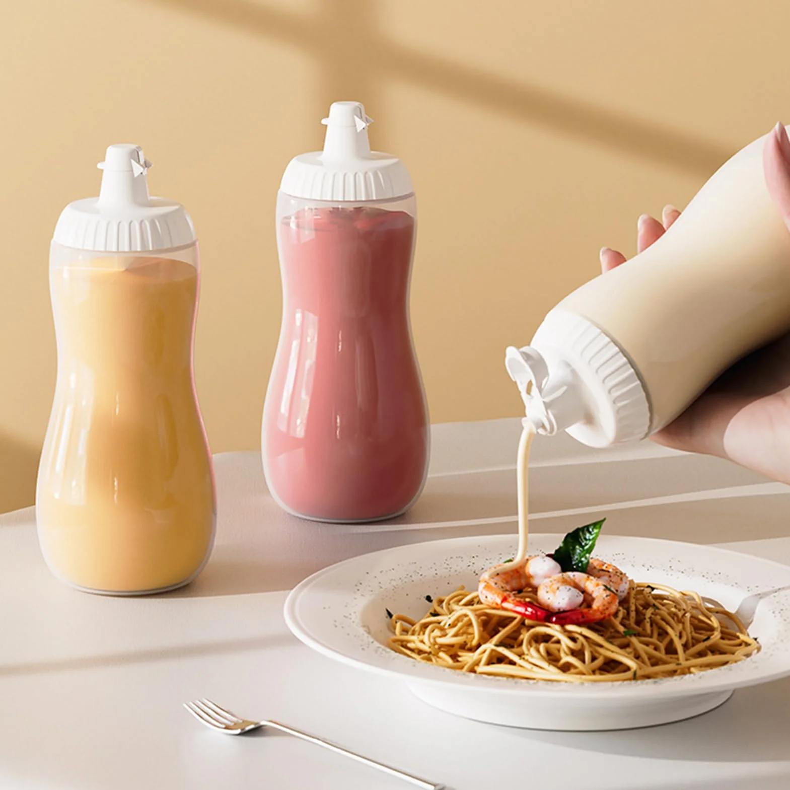 500ml Portable Condiment Dispenser, Squeeze Sauce Bottles, Kitchen Sauce Container with Leak Proof Lid, Meal Prep Tool, Multiple Purpose Food Storage for Cooking, Restaurant Home Travel Usage