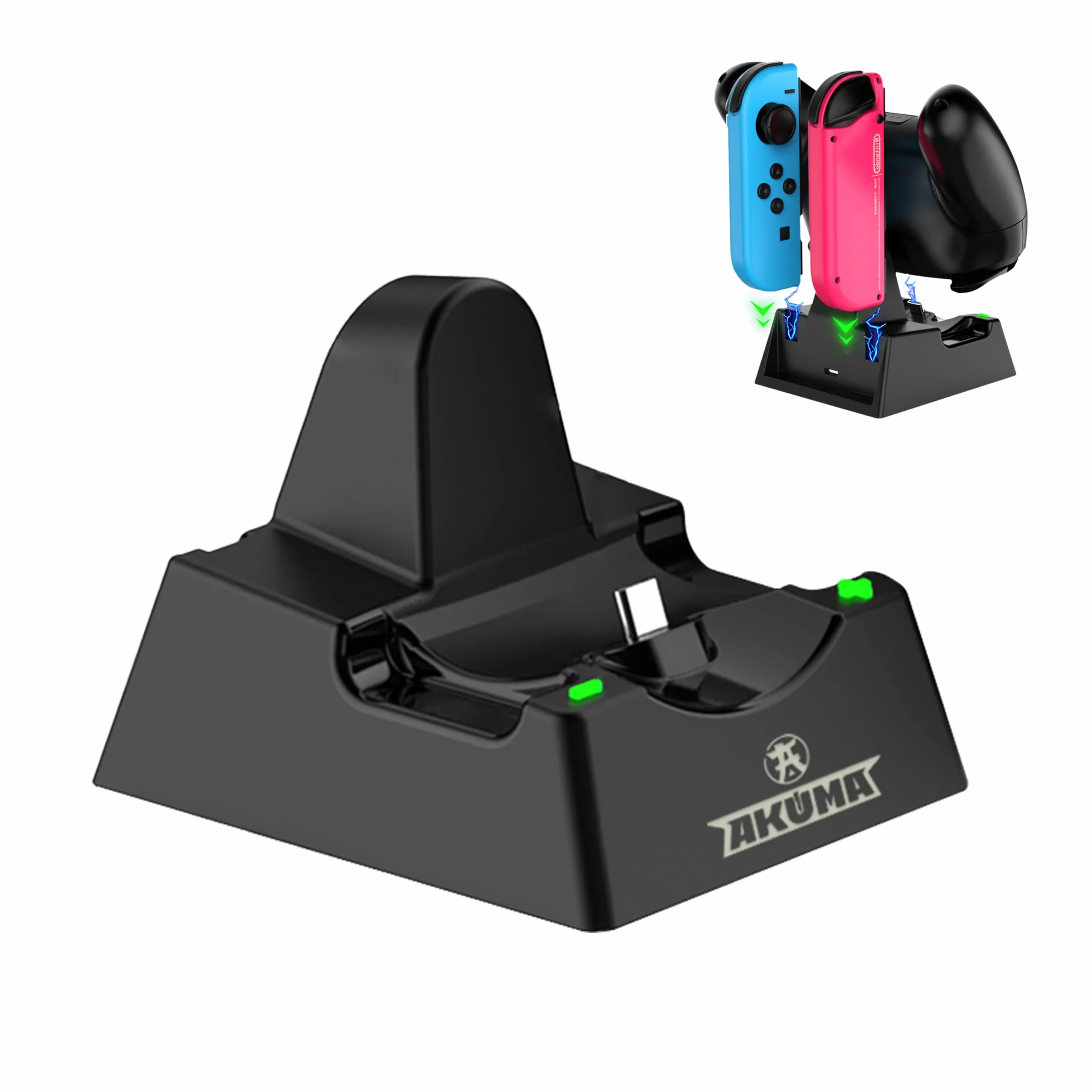 AKUMA Cyber V02 Stacja ładująca do Nintendo Switch - Kontroler Pro, Joy-Cons, OLED/Switch Lite Smart Charging - Czarny