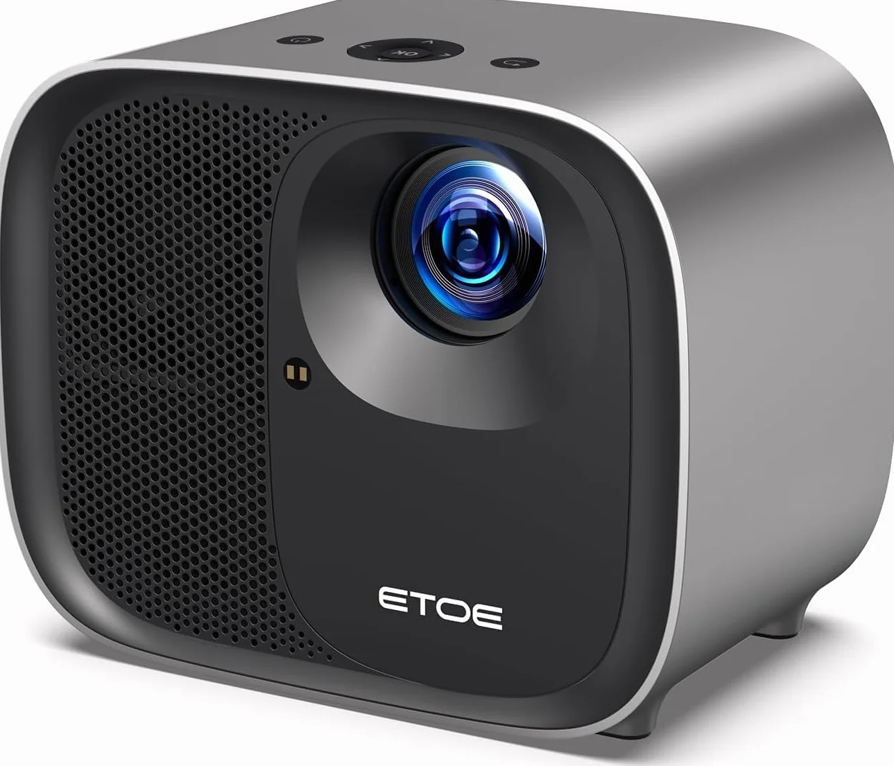 etoe Projektor E3 Pro, kino domowe 4K Ultra HD z autofokusem i automatyczną korekcją trapezową, 600 lumenów ANSI, 150", Android TV 11.0, certyfikat Netflix, głośnik 2 x 10 W, Dolby Audio, HDR 10+