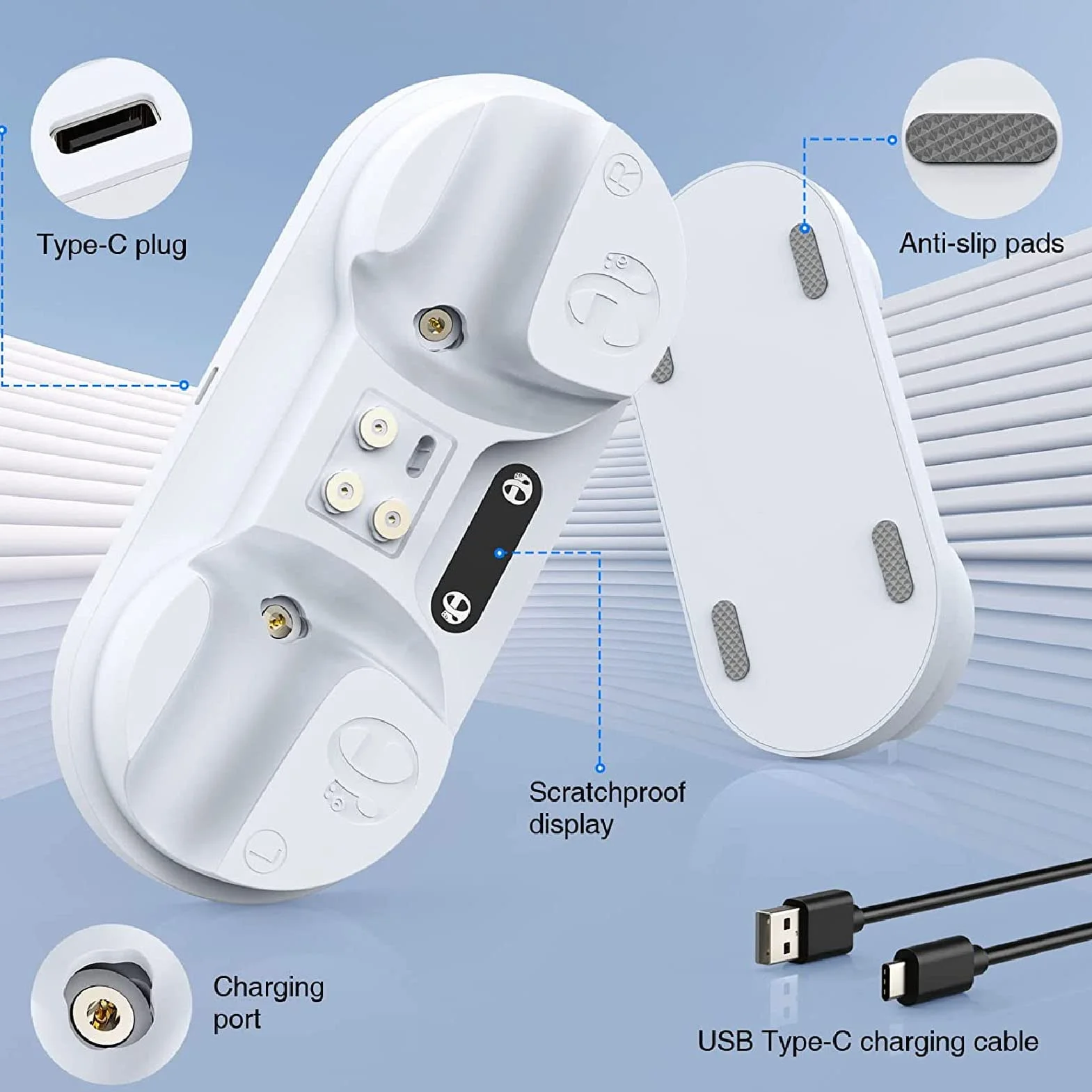 Stacja ładująca PS VR do Kontrolera PS VR2 Sense ze Wskaźnikiem LED, Magnetyczna Szybka ładowarka z podwójną ładowarką Stacja ładująca