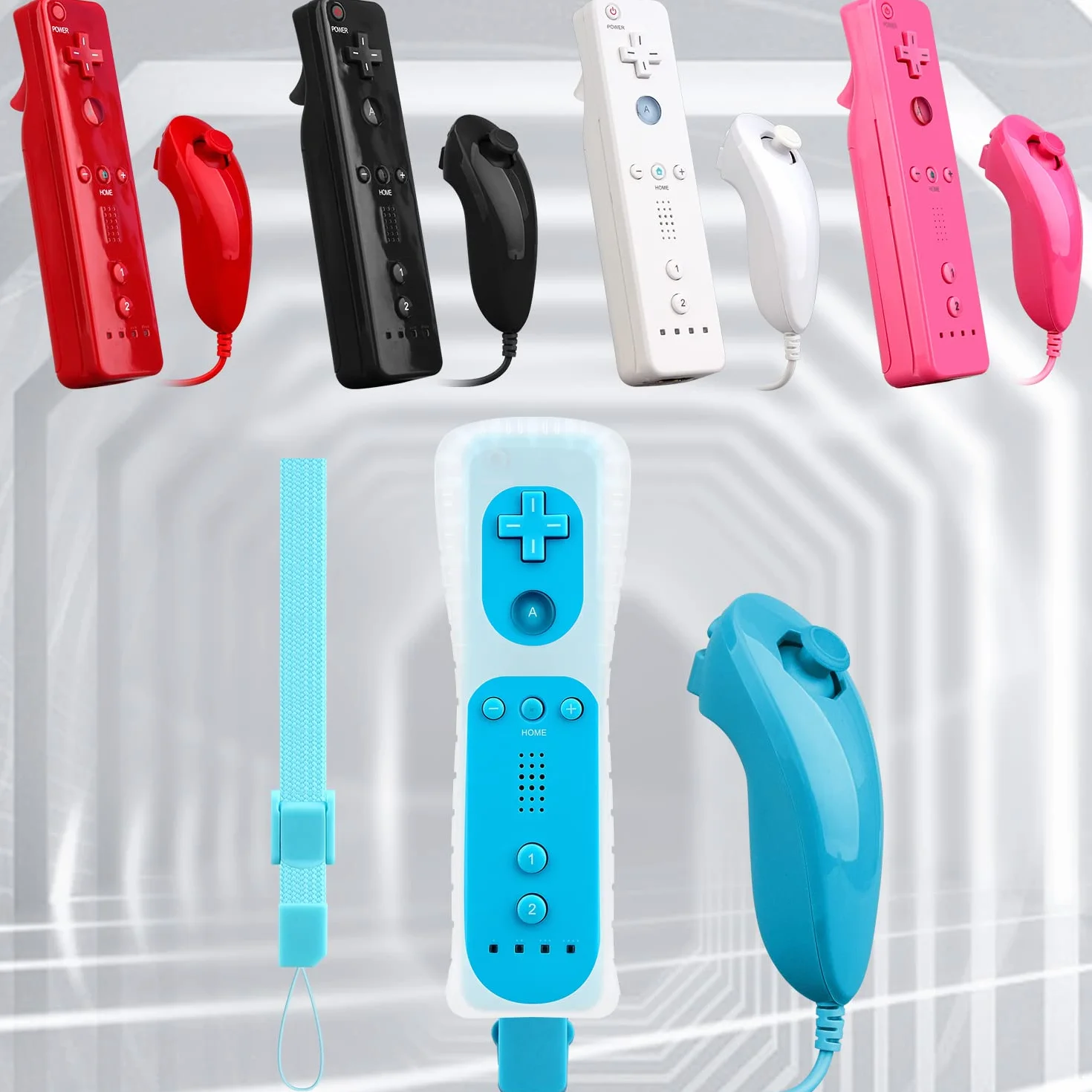 OSTENT Pilot zdalnego sterowania z czujnikiem ruchu + przewodowy Nunchuck Combo do Nintendo Wii, niebieski