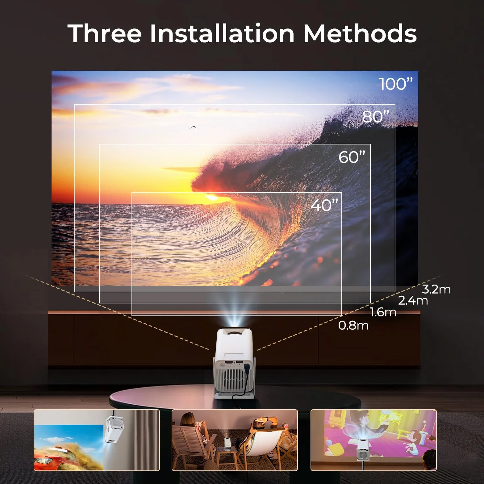 [Kompatybilny z Netflix i Android 13] Mini projektor 1080P z WiFi 6 i Bluetooth 5.4, Auto Keystone, obsługa 4K, wbudowane aplikacje, certyfikat Google CTS, kompatybilny z iOS/Android/TV Stick, LYNCAST