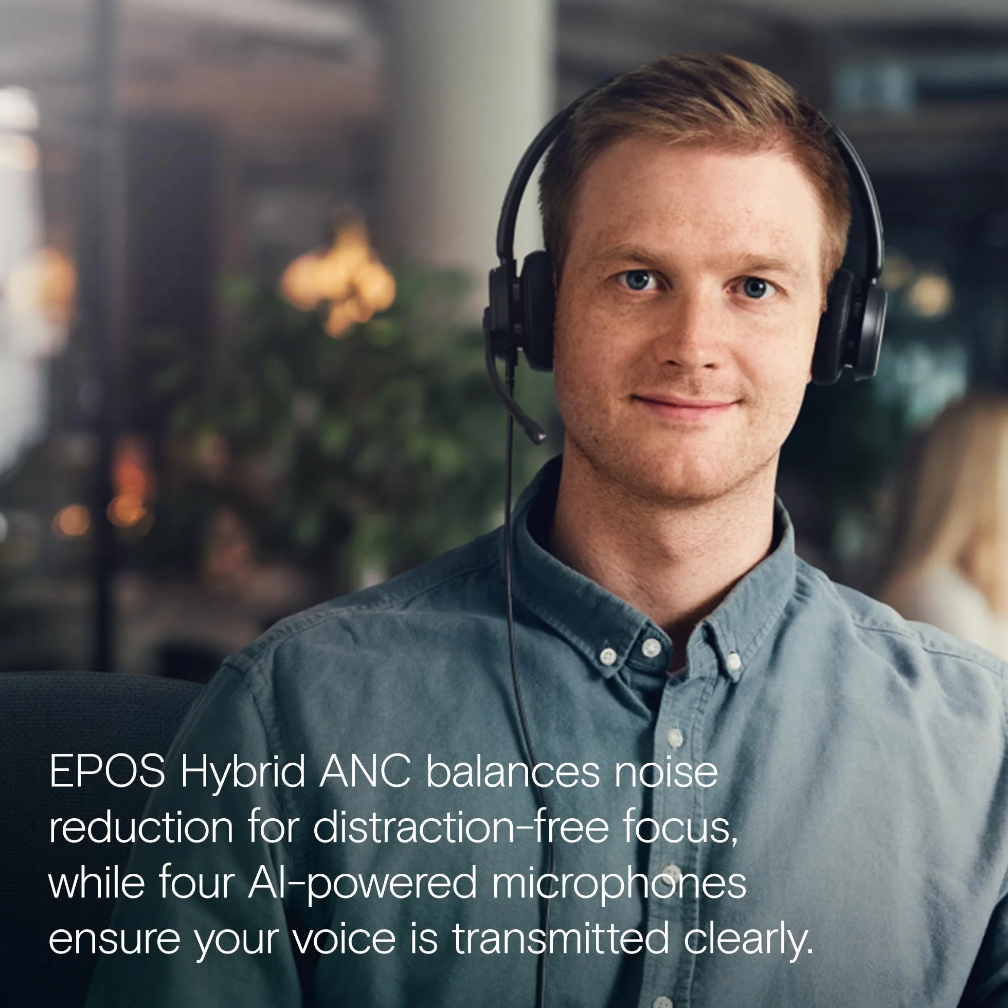 EPOS IMPACT 400 – przewodowy zestaw słuchawkowy nauszny z hybrydowym ANC i USB-C/USB-A – certyfikowane przez zespoły do wyraźnych, profesjonalnych połączeń