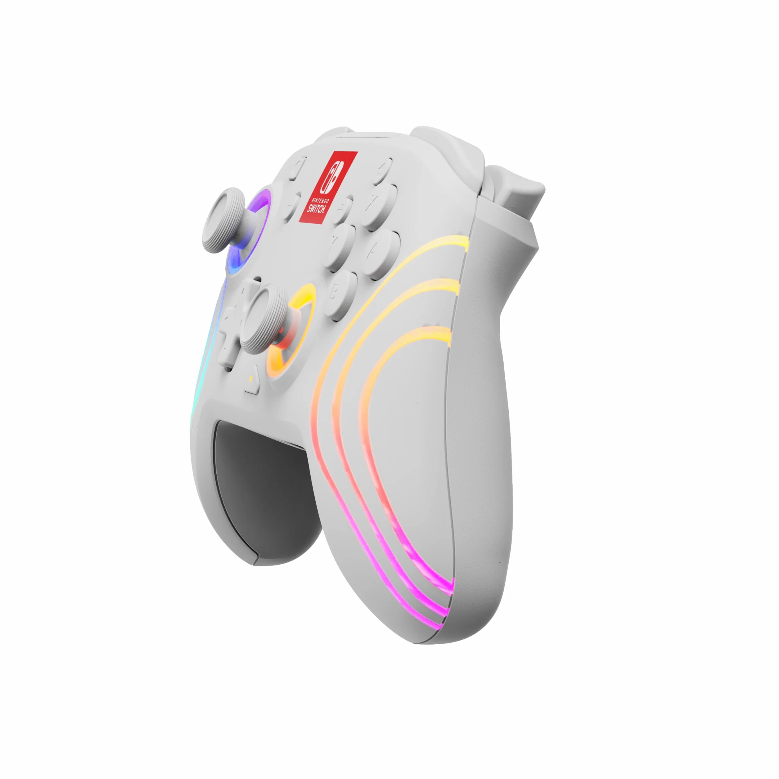 PDP Afterglow Wave Wireless Pro Controller for Nintendo Switch OLED, 8 RGB LED Zones, 30ft Range, 20H Battery White