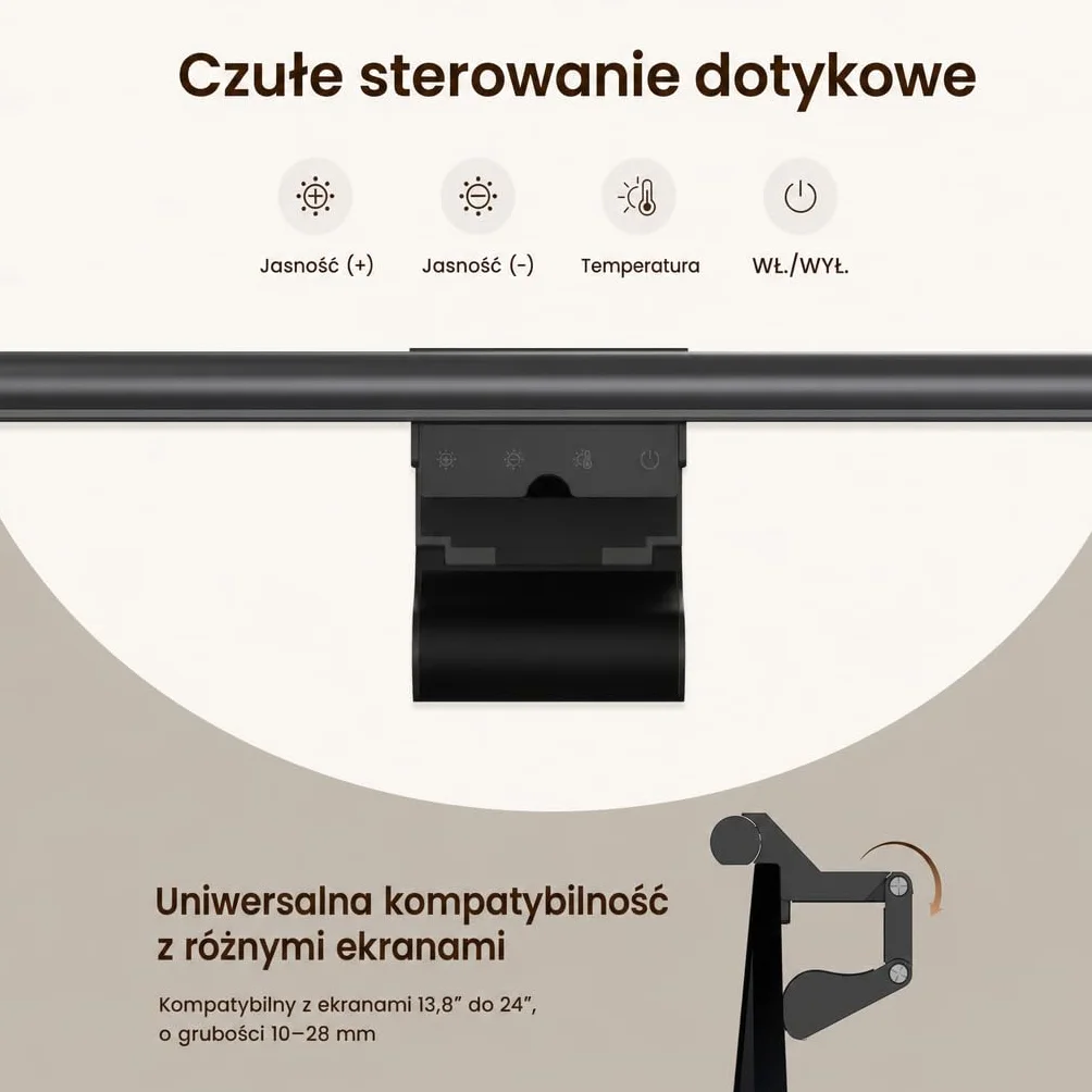 YEELIGHT Lampa na Monitor LED Screenbar, 250LM Bezodblaskowa Lampka do Komputera, Sterowanie Dotykowe USB, Oświetlenie do Biura i Domu, Płynna Regulacja Jasności i Temperatury Barwowej