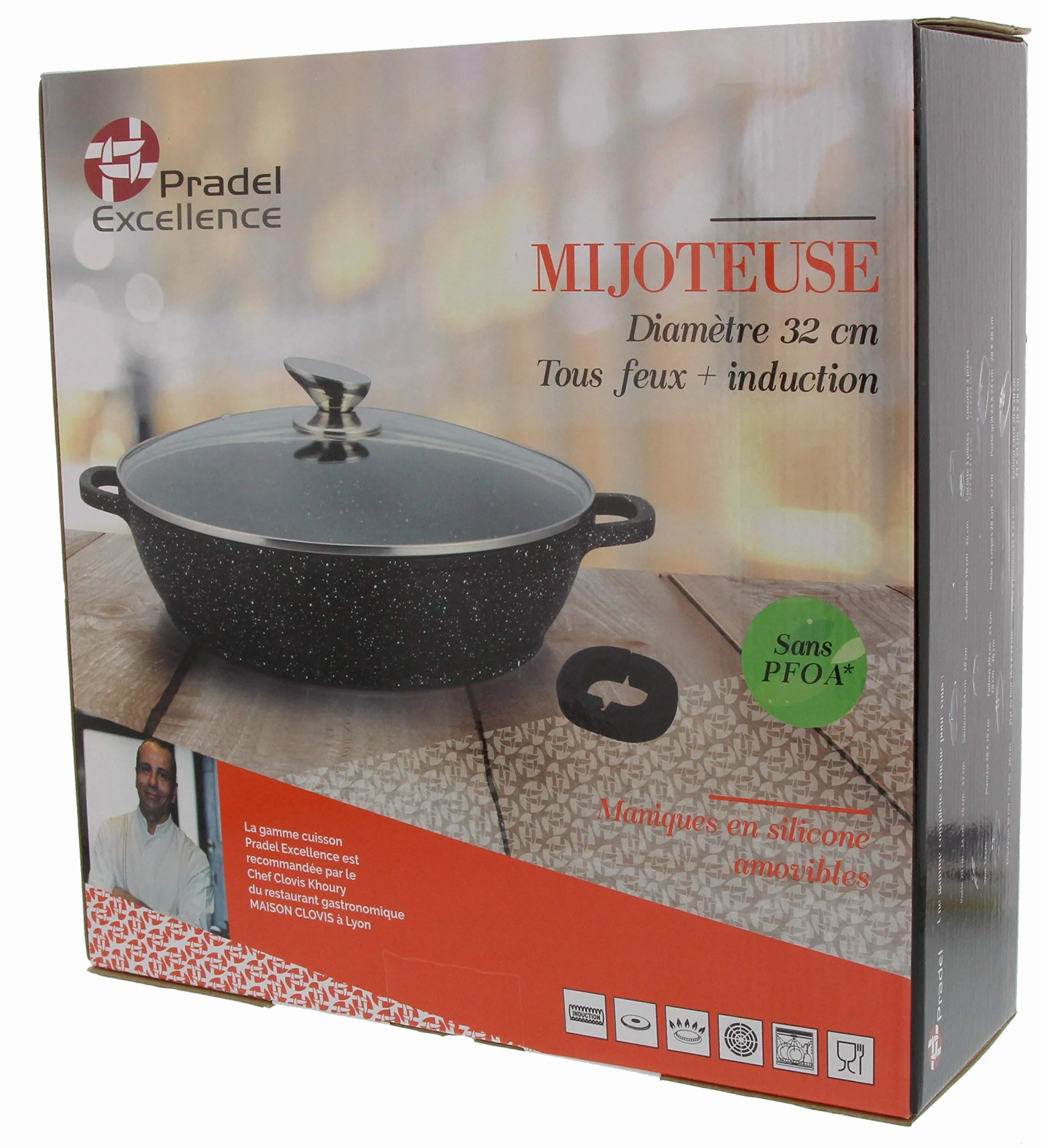Pradel Excellence 52407M wolnowar o wyglądzie kamienia, ze szklaną pokrywką/odlew aluminiowy, czarny, 42 x 17 cm