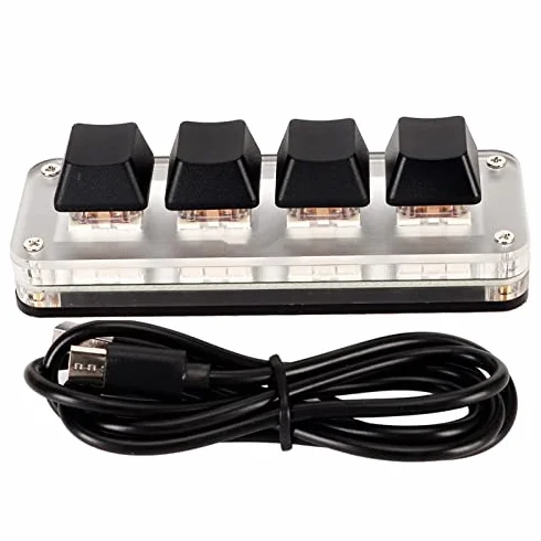 Mini Klawiatura USB, Programowalna Klawiatura DIY z Niestandardowym Pokrętłem, Mechaniczna Klawiatura do Programowania Gier z Makro, Jednoręczna Standardowa Klawiatura OSU HID do (4 klucze)