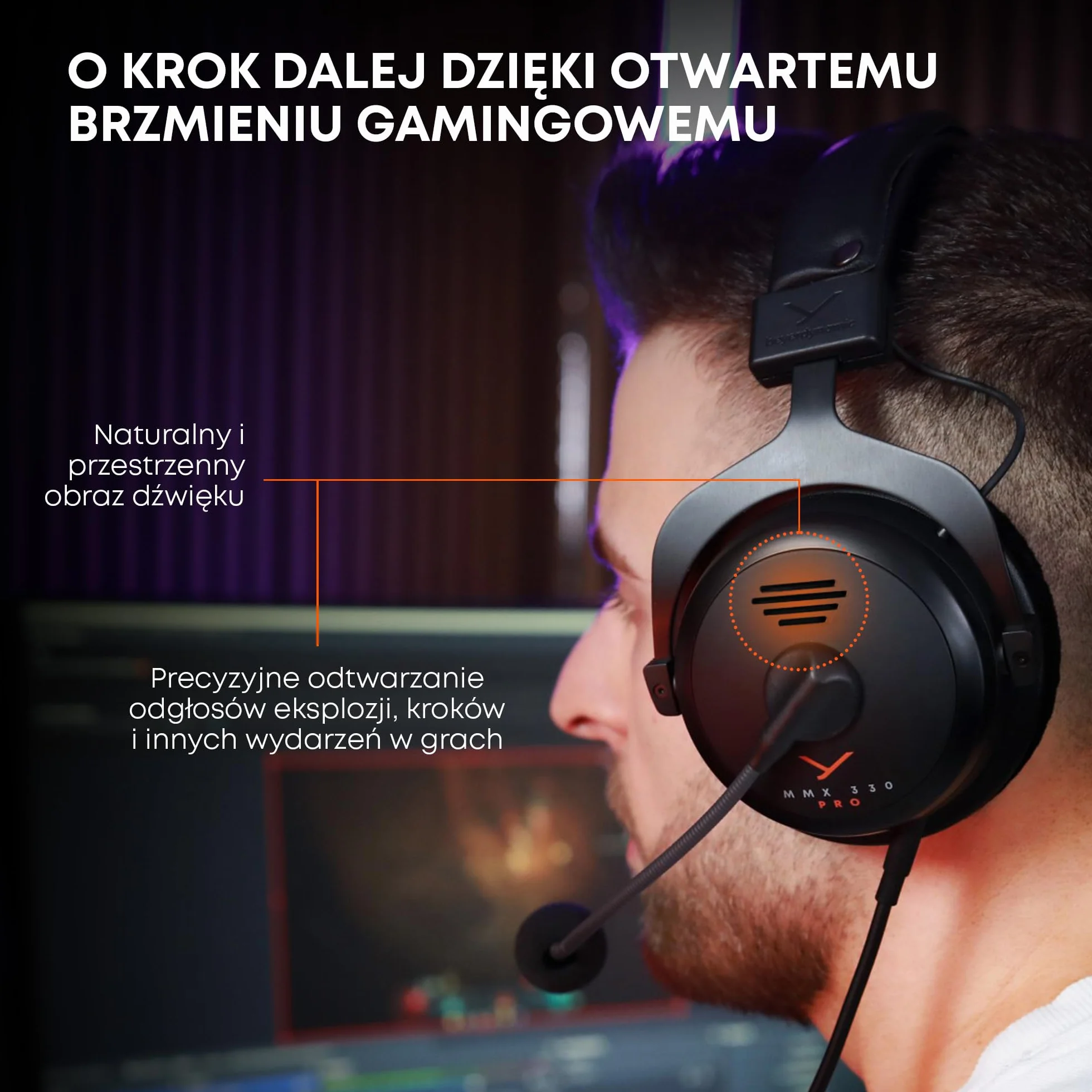 beyerdynamic MMX 330 PRO otwarte słuchawki gamingowe z przetwornikiem STELLAR.45 i mikrofonem pojemnościowym, przewodowe słuchawki gamingowe Made in Germany