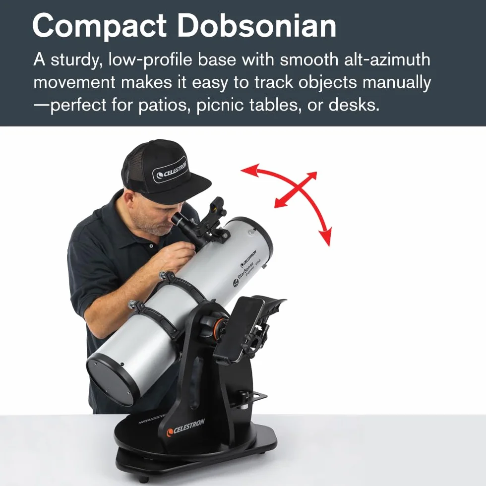 Celestron 22481 StarSense Explorer 130 mm Teleskop stołowy typu Dobson z obsługą aplikacji na smartfony Współpracuje z aplikacją StarSense – iOS/Android