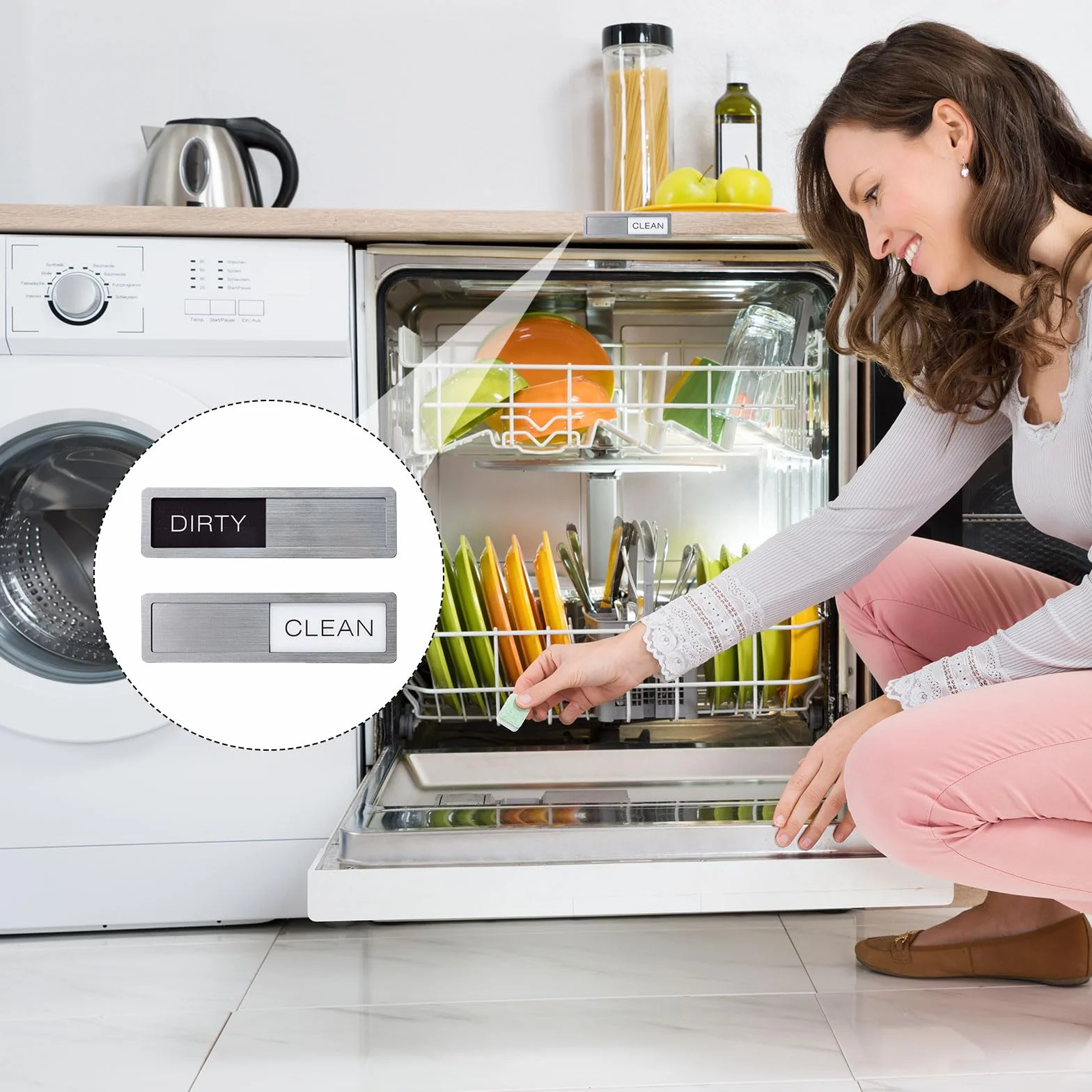 GlamRays Czysty / brudny szyld przesuwny Clean Dirty Dishwasher Sign Zmywarka Magnes Znak Zmywarka Zmywarka Akcesoria kuchenne Magnes Gadżety kuchenne