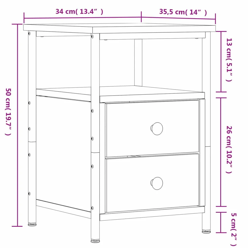vidaXL Szafka nocna dąb sonoma 34x35,5x50cm materiał drewnopochodny
