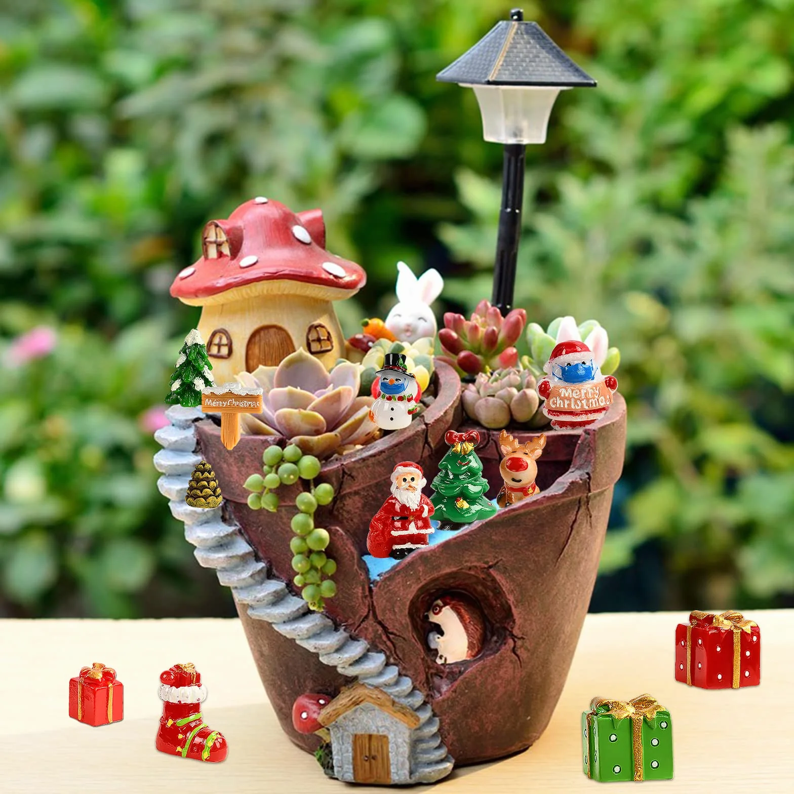 KATELUO Miniaturowe ornamenty bożonarodzeniowe figurki z żywicy zestaw 20 sztuk