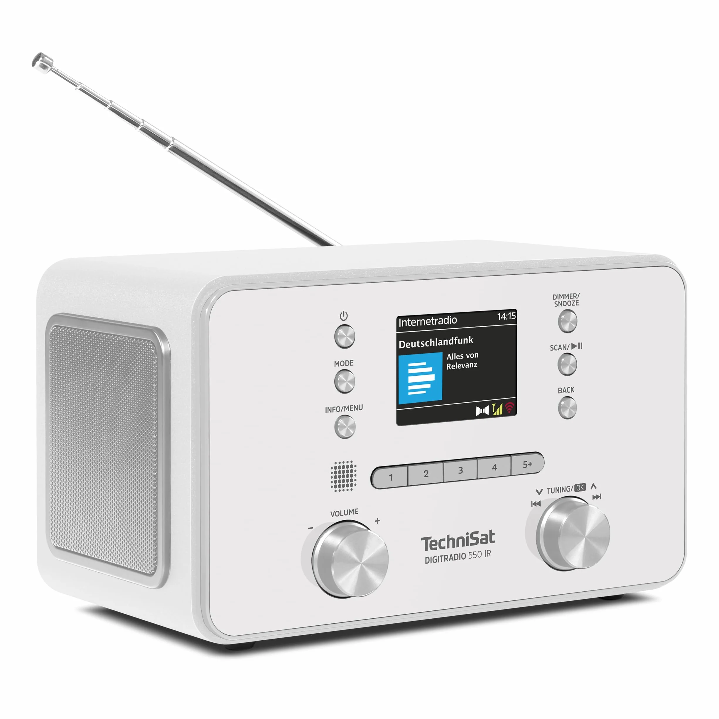 TechniSat DIGITRADIO 550 IR - Stereo radio internetowe (DAB+, UKW, WLAN, Bluetooth, sterowanie aplikacją, budzik) biały