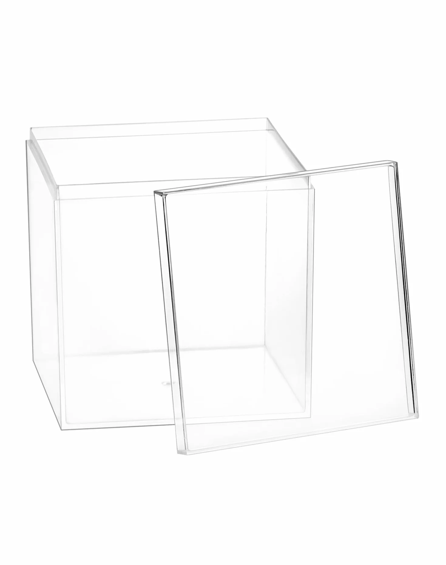 QWORK® Akrylowe Pudełko Ekspozycyjne, Kostki Przechowywania, 10 x 10 x 10 cm, Przezroczyste Pudełko z Pokrywką, Do Przechowywania Cukierków, Akcesoriów do Włosów, Zabawek, 4 Szt