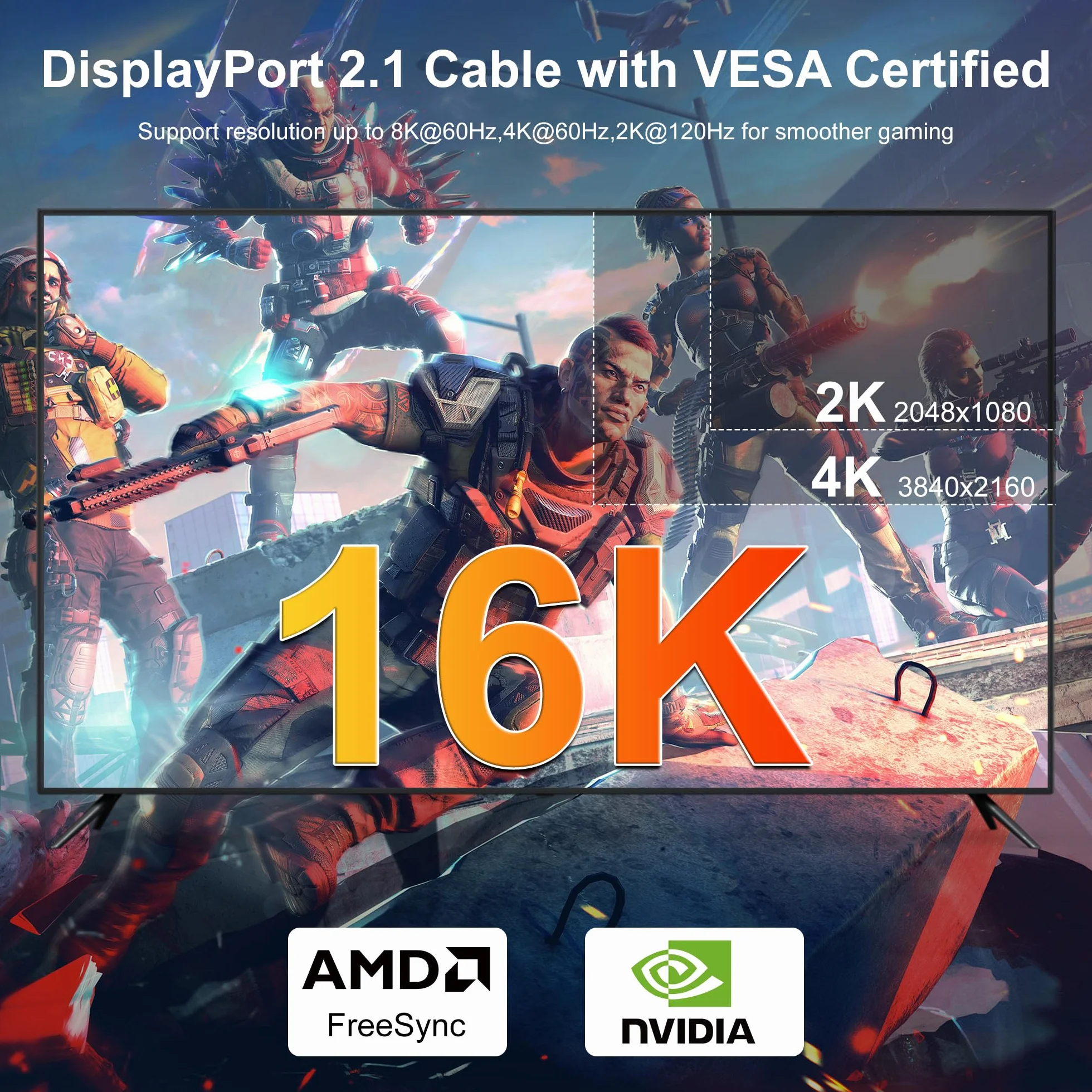 Kabel wyświetlacza 8K 1,4 [certyfikat VESA] Kabel DP 1 m (8K@60 Hz, 4K@144 Hz, 2K@240 Hz, 32,4 Gb/s), do laptopa TV Gaming Monitor (czerwony)