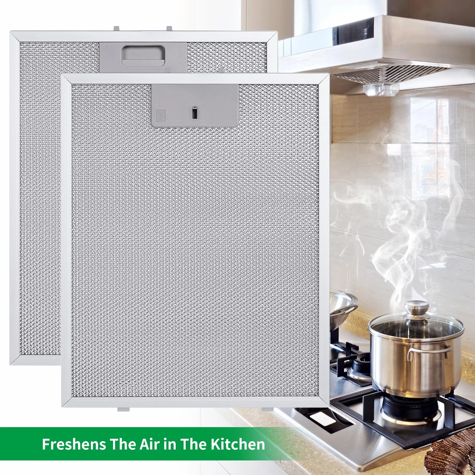 2-pak metalowych filtrów przeciwtłuszczowych do okapu kuchennego - 320 x 260 mm, aluminiowy filtr przeciwtłuszczowy, filtr zamienny, metalowy filtr przeciwtłuszczowy do okapów kuchennych