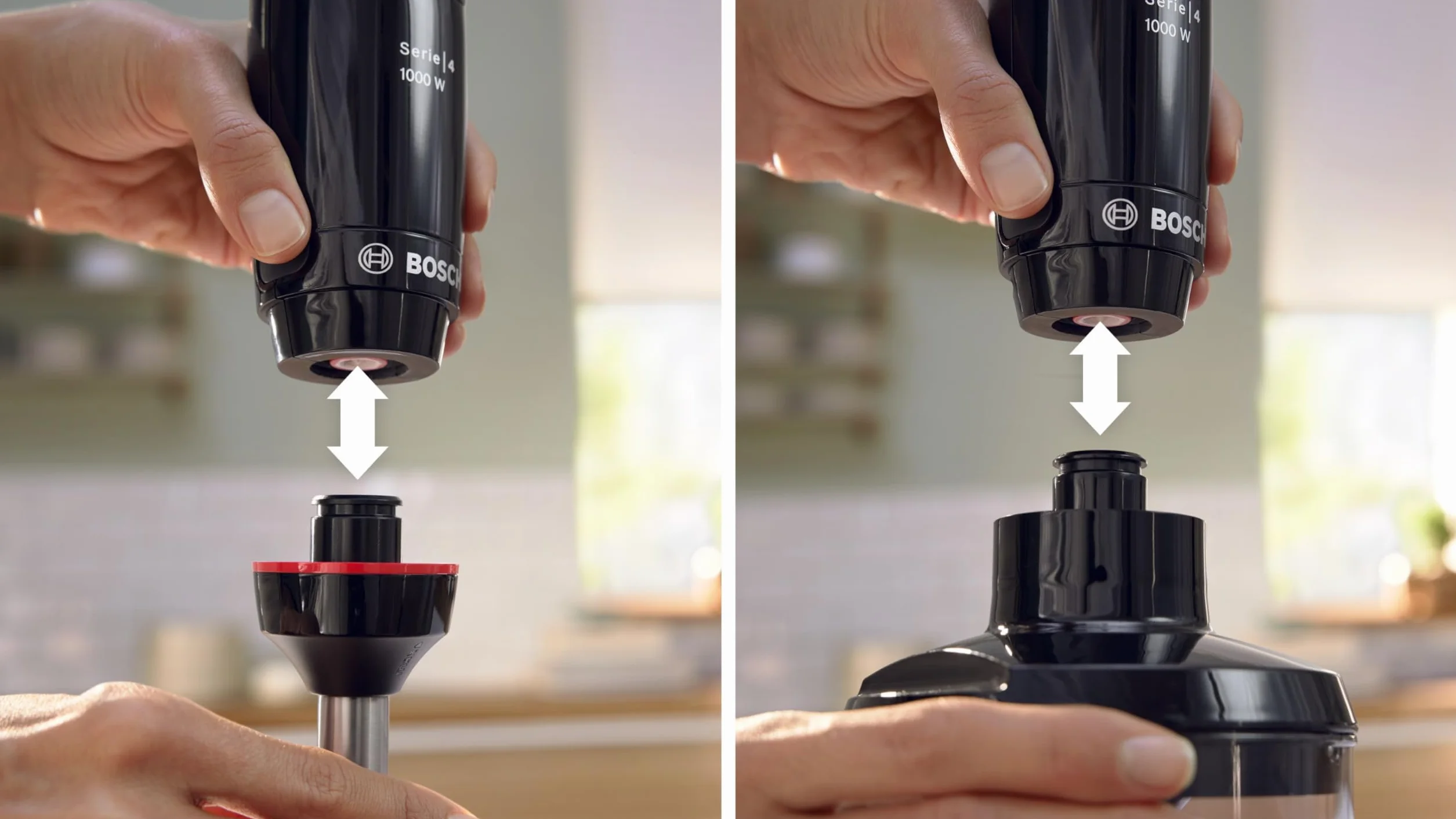 Bosch ErgoMaster seria 4 blender ręczny, 1000 W, blender ze stali nierdzewnej, rozdrabniacz, kubek do miksowania/pomiaru, czarny