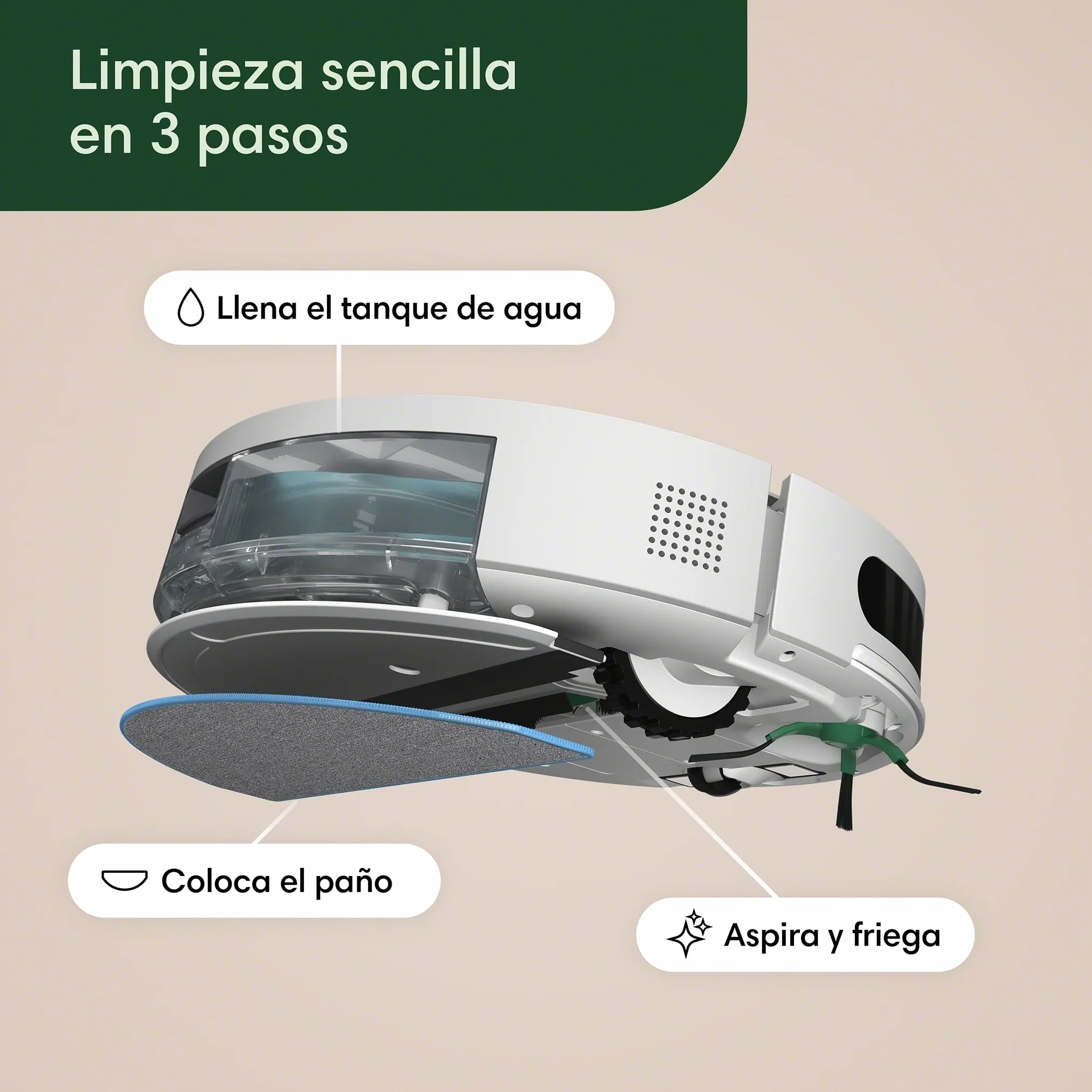 iRobot Roomba Combo Essential robot odkurzająco-mopujący (Y0112), wydajne odkurzanie i mopowanie, 4-stopniowy system sprzątania, trzy poziomy ssania, sprzątanie punktowe, aplikacja