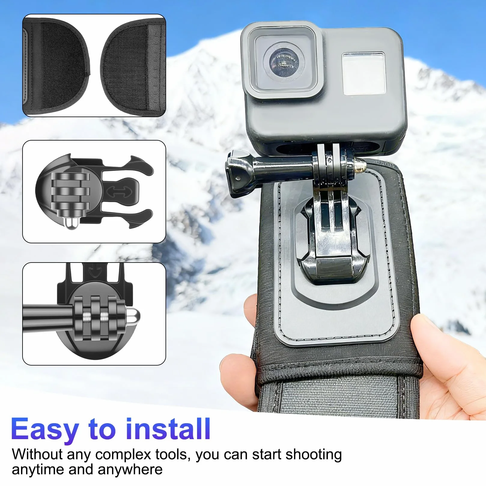 1 zestaw uchwytu paska na ramię do plecaka dla GoPro, uchwyt plecaka, uchwyt paska plecaka, system mocowania do DJI Osmo 360/Action, Insta360 X5, akcesoria do kamery sportowej