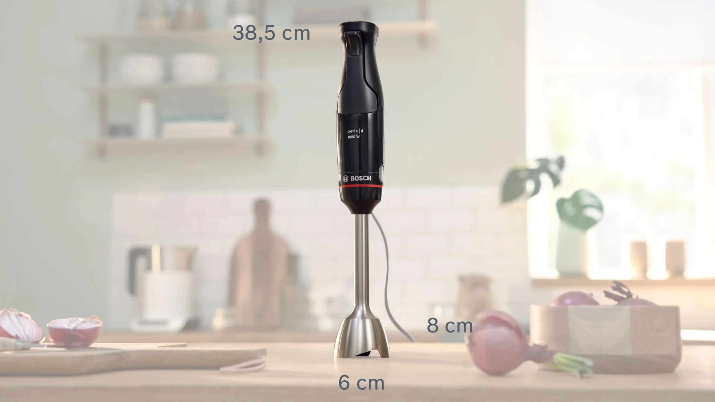Bosch ErgoMaster seria 4 blender ręczny, 1000 W, blender ze stali nierdzewnej, rozdrabniacz, kubek do miksowania/pomiaru, czarny