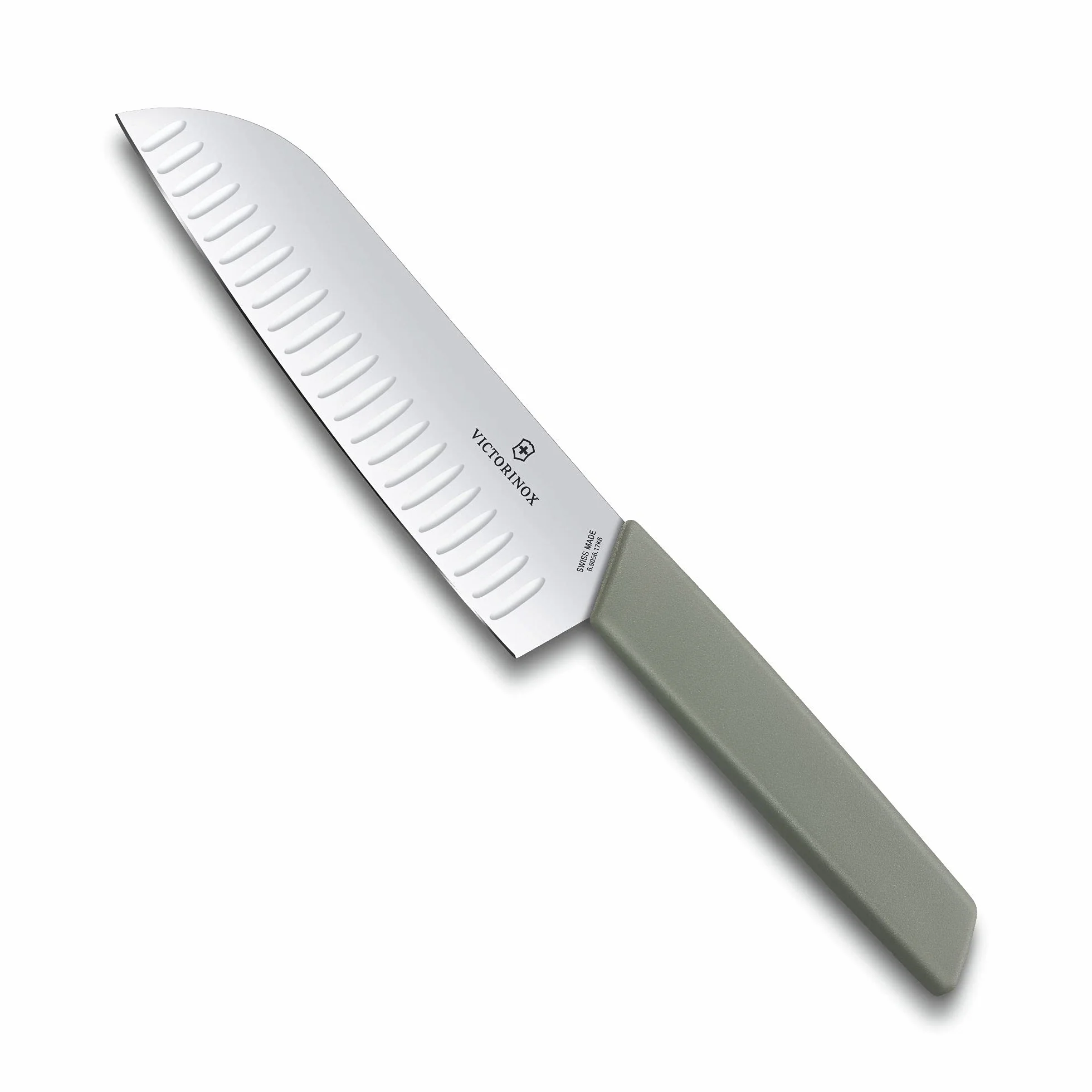 Victorinox Swiss nowoczesny nóż Santoku ze szlifem kulkowym, zielony