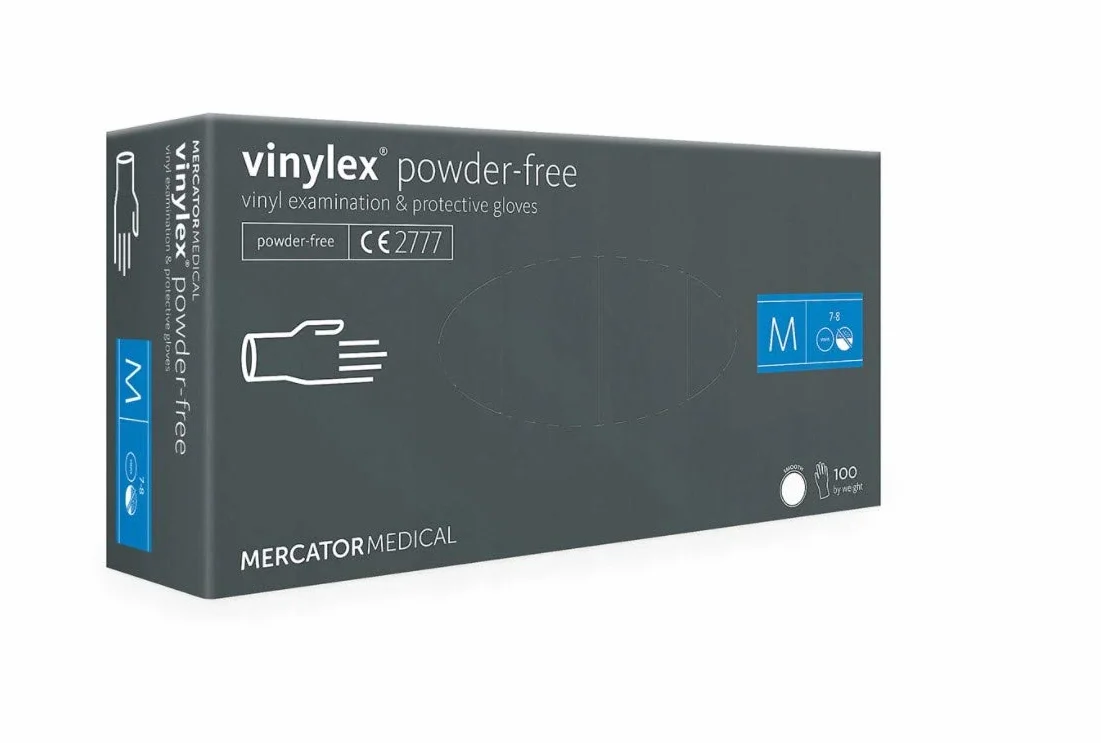 Mercator Rękawiczki winylowe VINYLEX POWDER FREE, przezroczyste, rozmiar: M - 100 sztuk