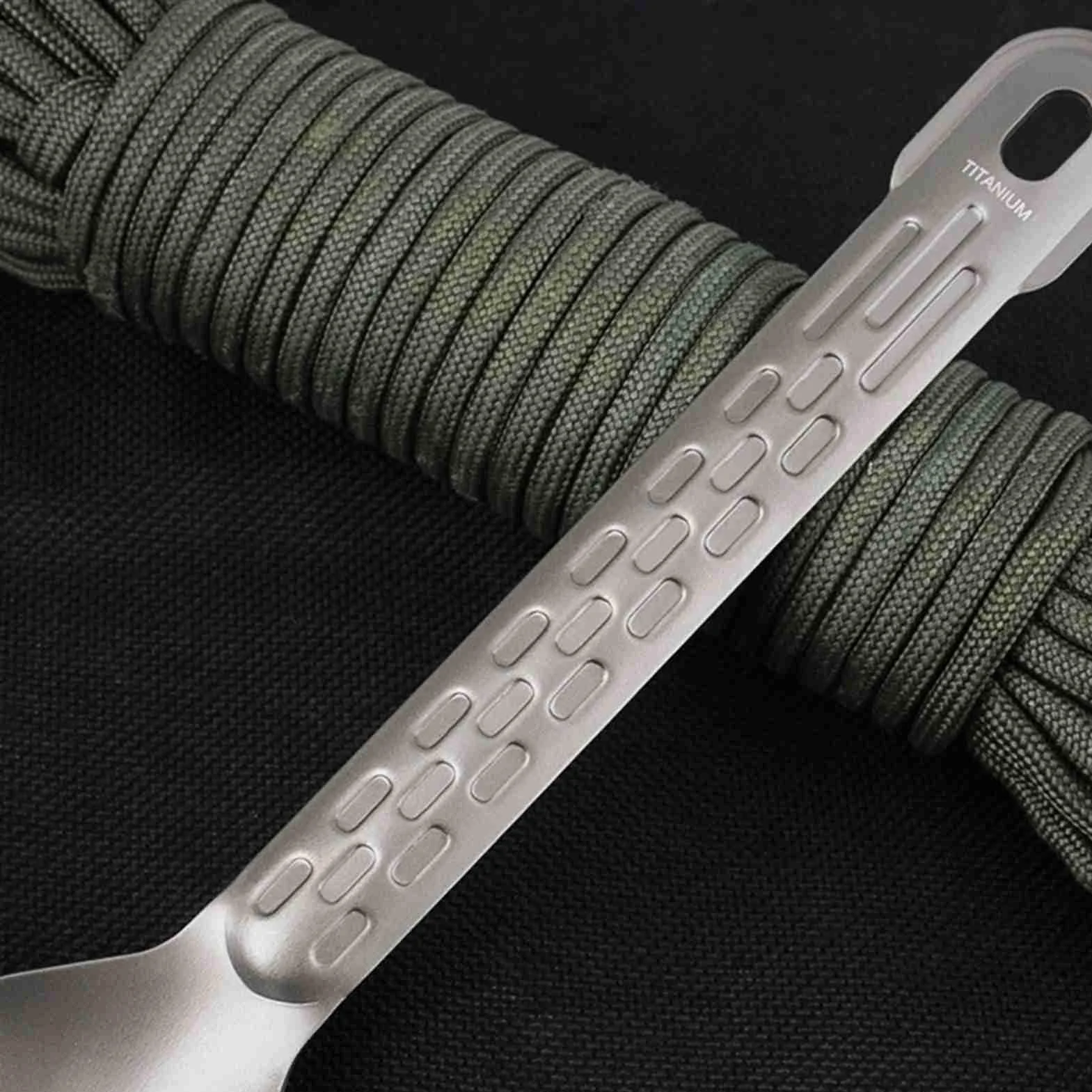Łyżka Tytanu, Lekka i Odporna na korozję Spork do Domu, Biwakowania, Wędrówki, z Uchwytem dla Pikniku (Spork)