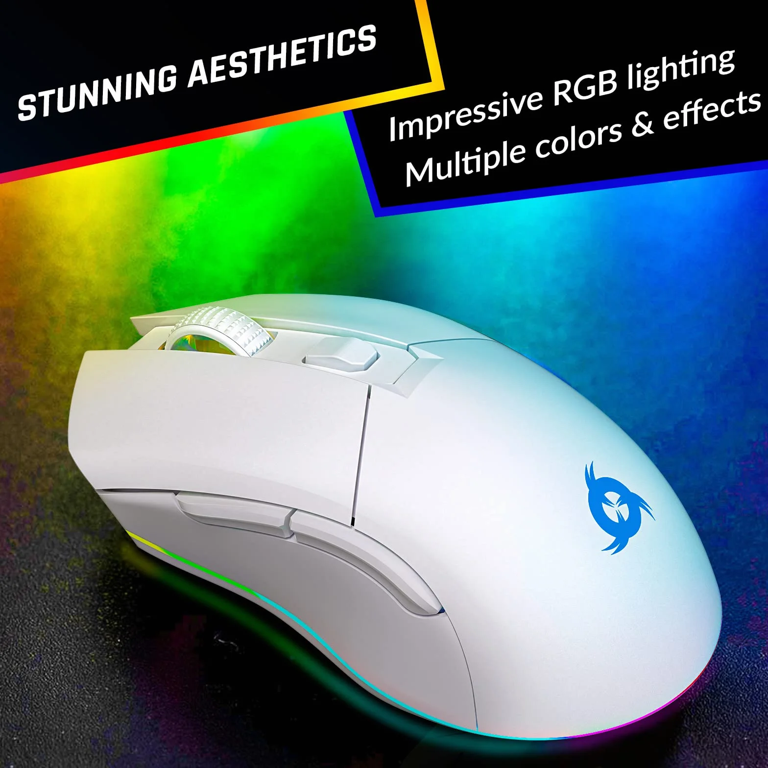 KLIM Blaze Pro Bezprzewodowa Mysz Gamingowa RGB 6000 DPI Czujnik Wysokiej Precyzji Biała